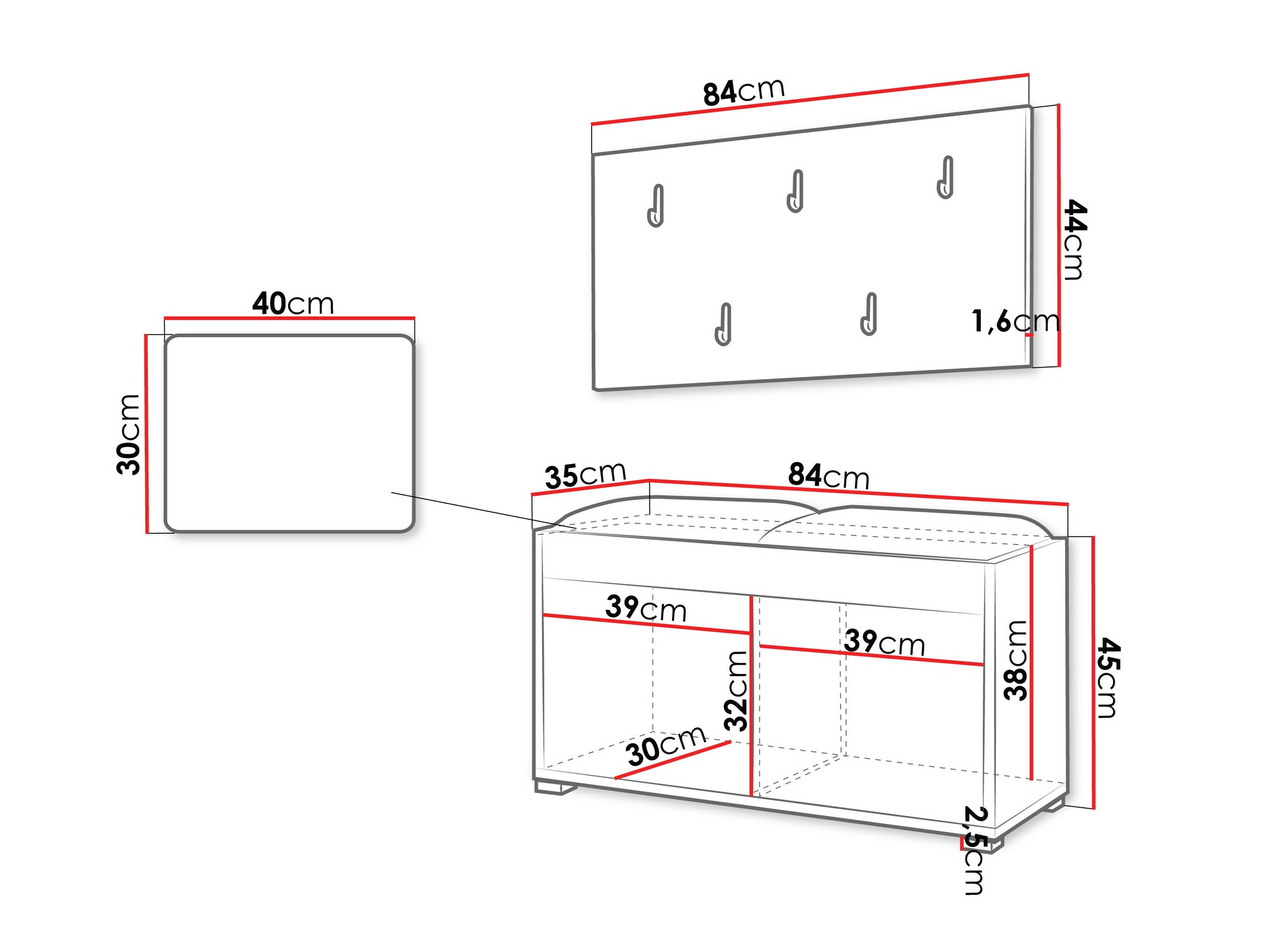 Set za hodnik Comfivo Tutela (Belo)