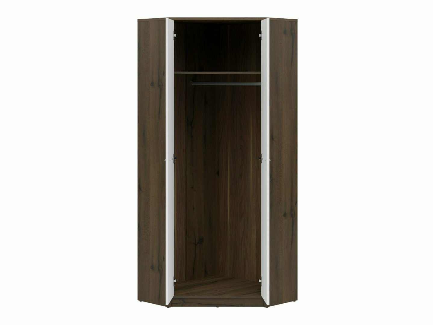Ugaoni ormar Novsore 119 (Tamni hrast + Belo)