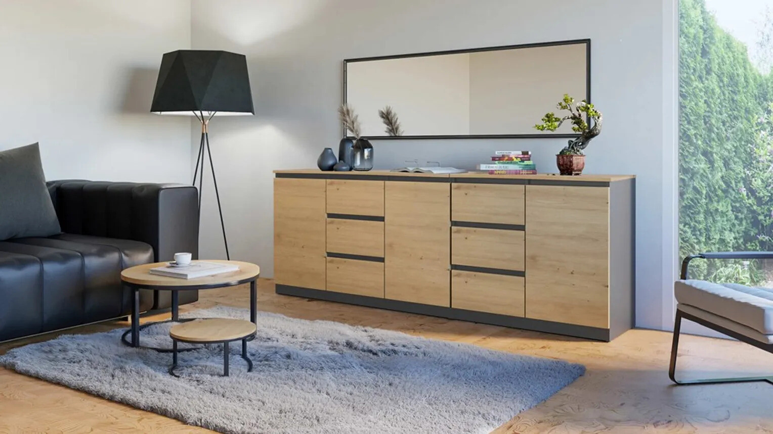 Komoda Elbvelu 109 (Antricit (ugalj) + Zanatski hrast)