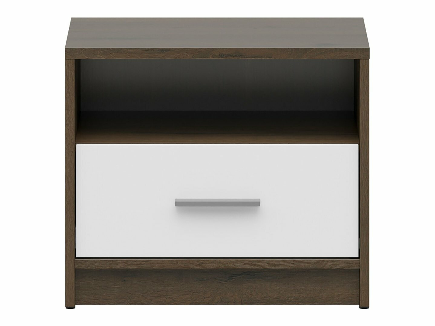 Noćni ormarić Novsore 102 (Tamni hrast + Belo)