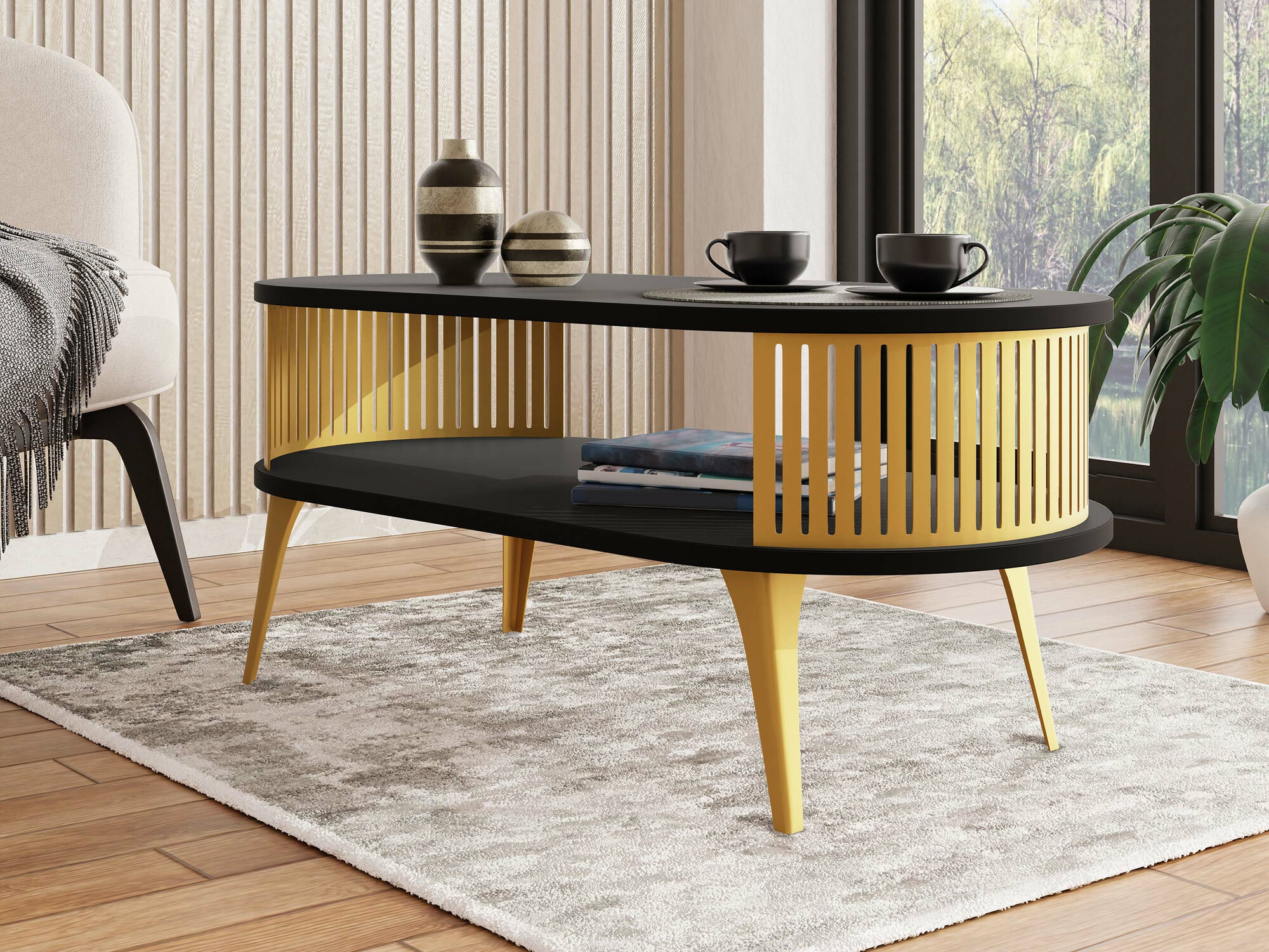 Stočić za kafu Vitum IV (Zlatna + Crno)