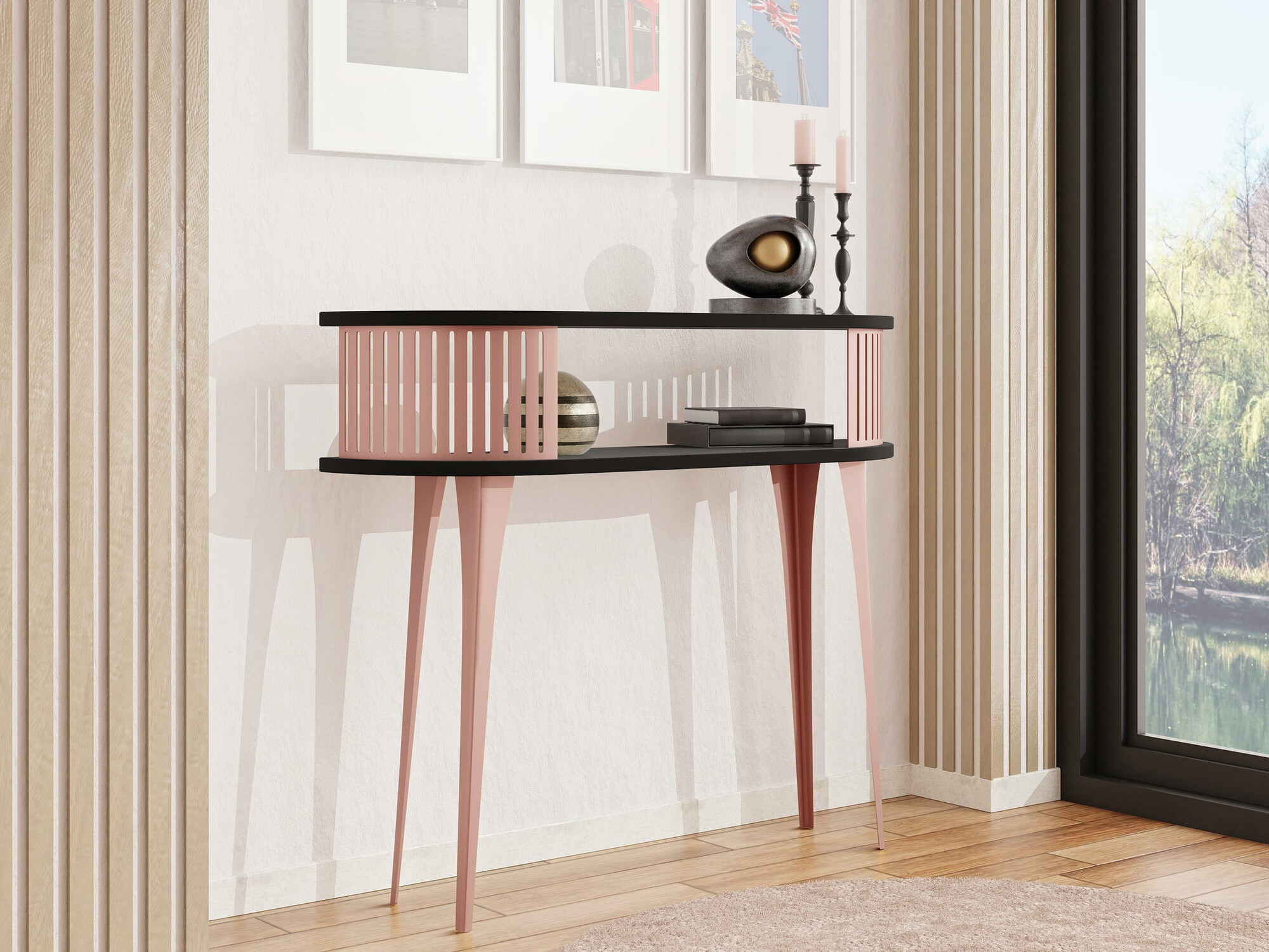 Konzolni stočić Sordore 113 (Roza + Crno)