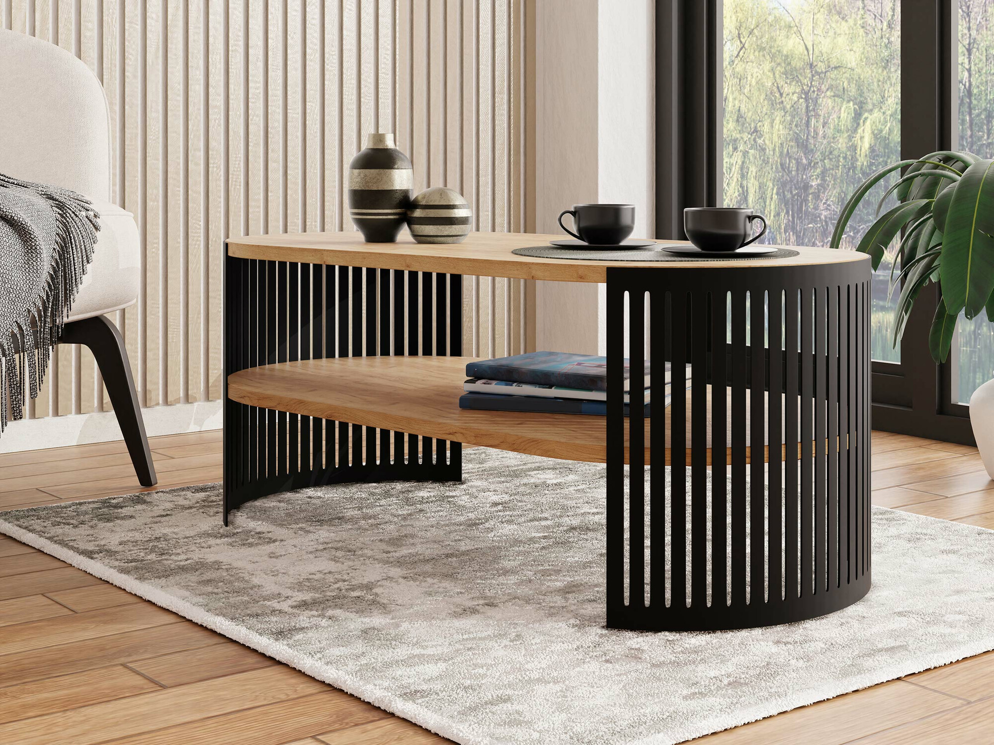 Stočić za kafu Sordore 115 (Crno + Zanatski zlatni hrast)