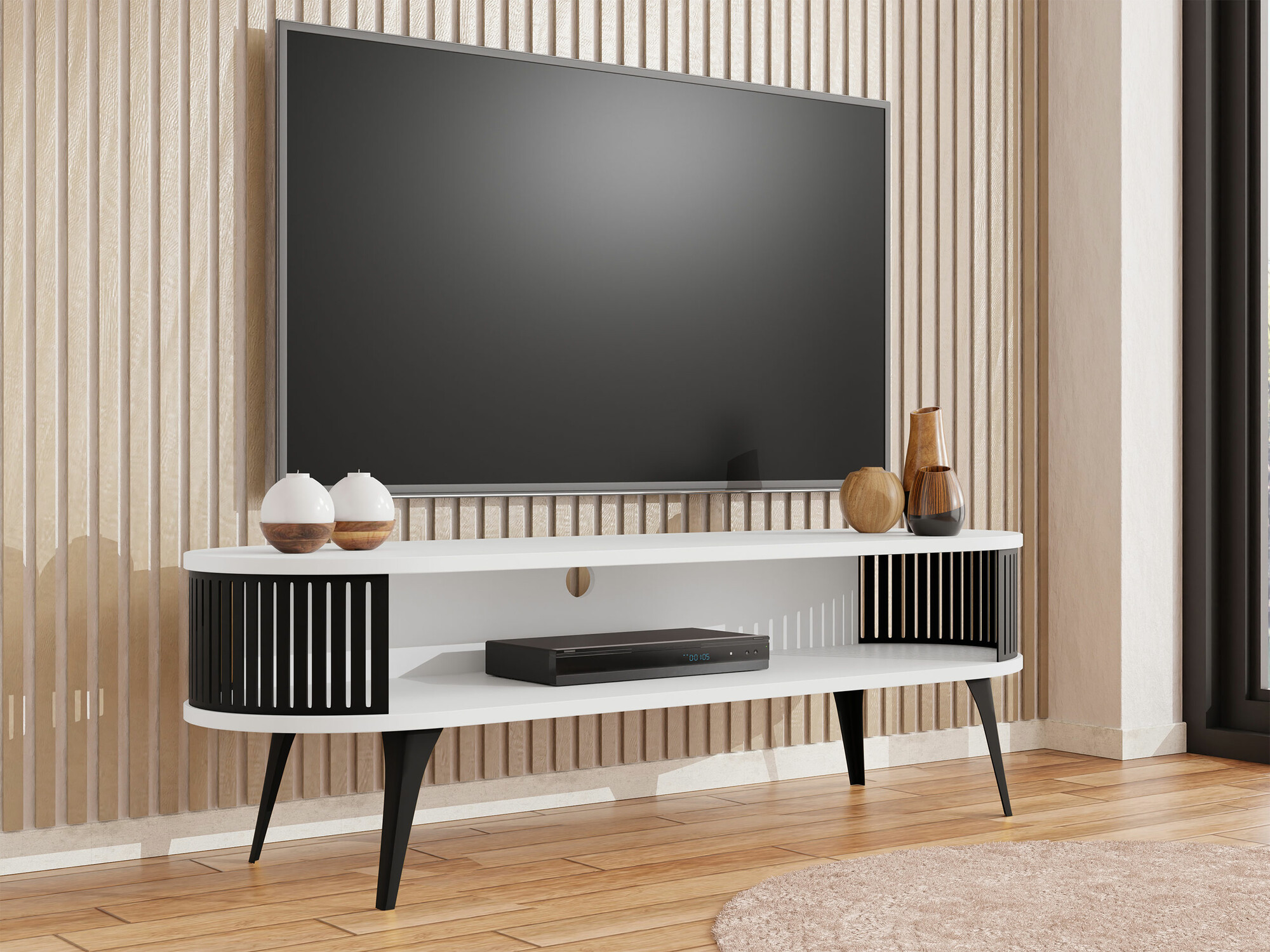 TV komoda Vitum (Crno + Belo)