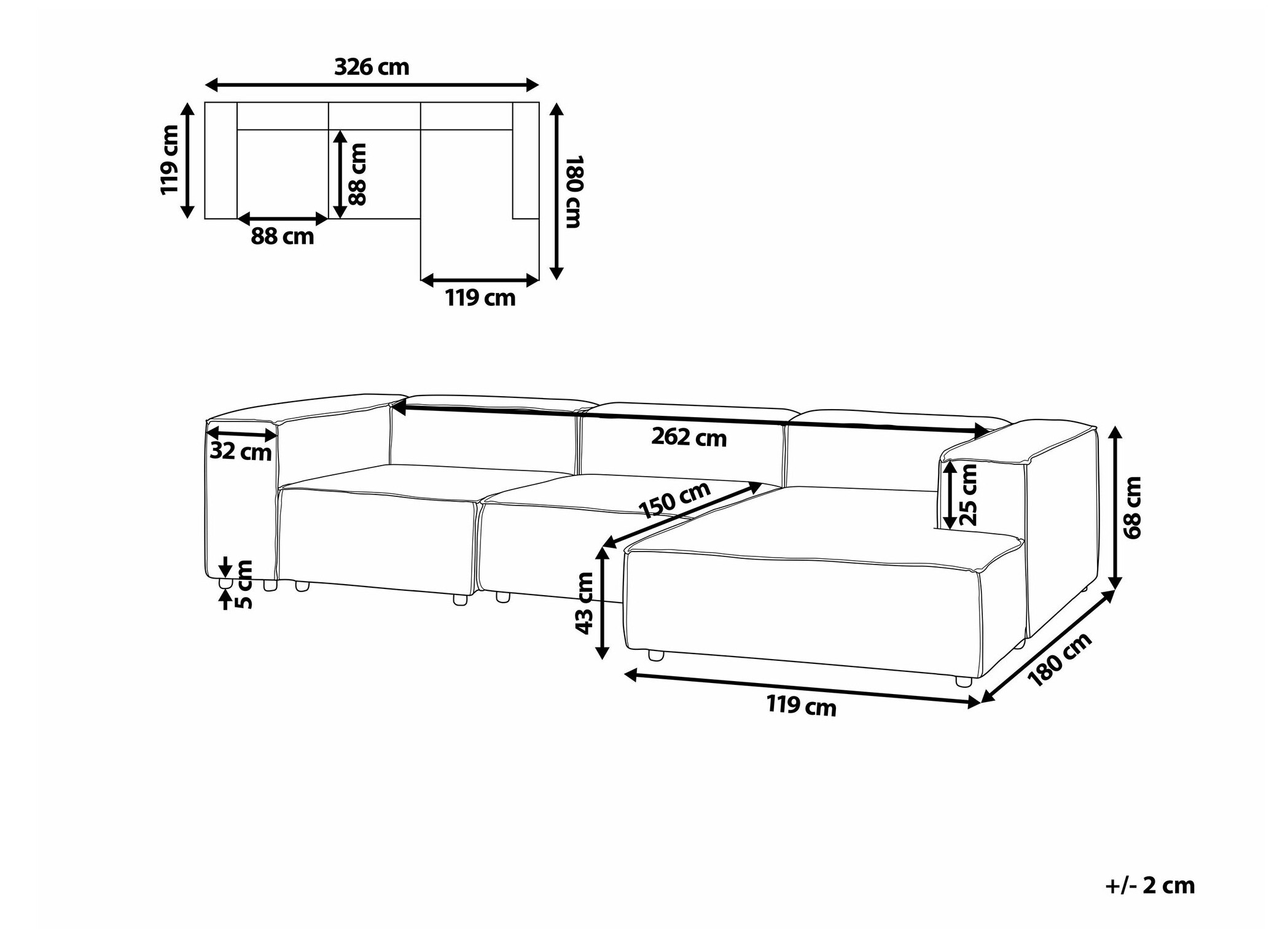Modularna ugaona garnitura Serophi 106 (Taupe)