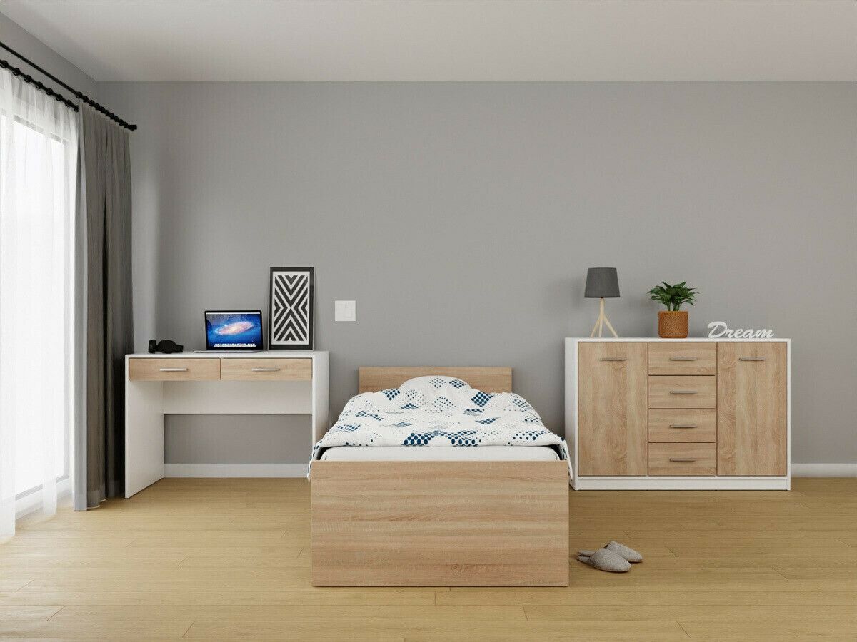 Set spavaća soba Novsore 149 (Belo + Sonoma hrast)