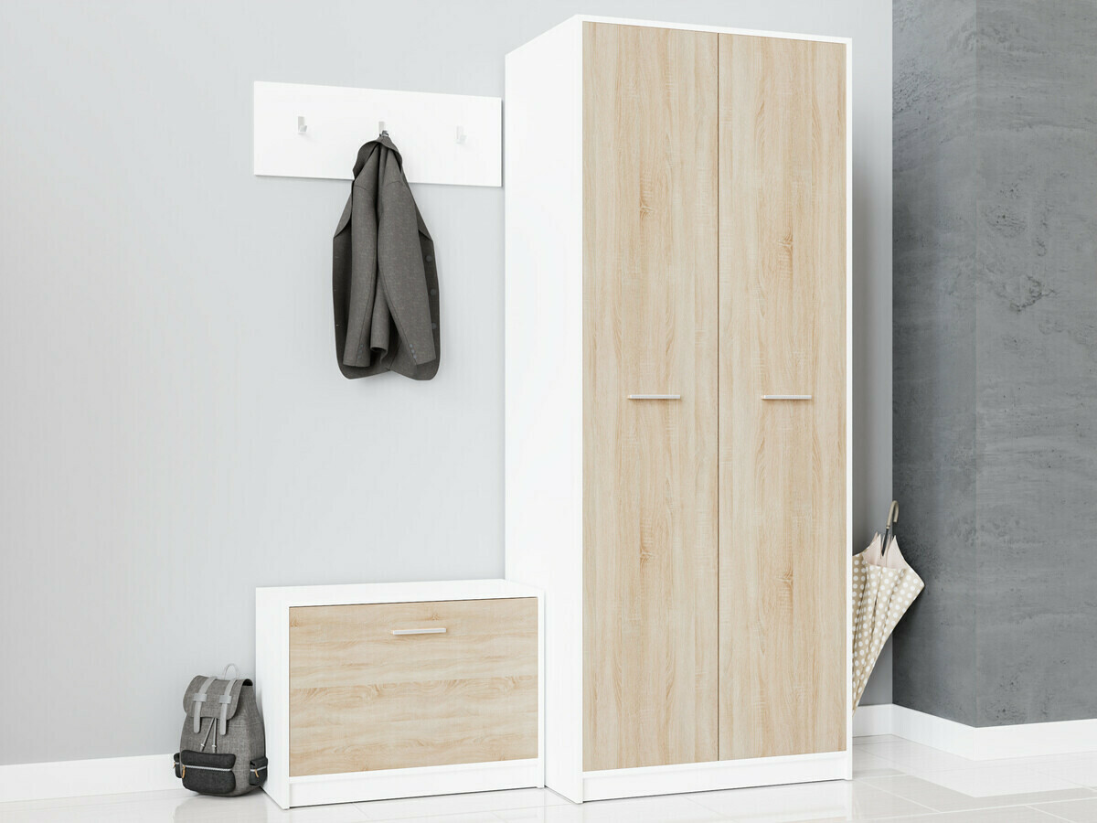 Set za hodnik Novsore 152 (Belo + Sonoma hrast)