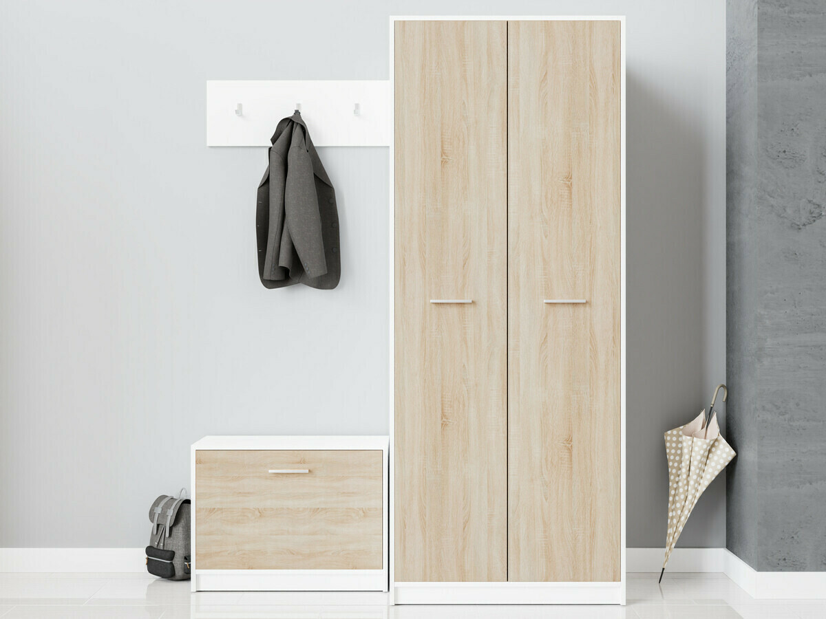 Set za hodnik Novsore 152 (Belo + Sonoma hrast)