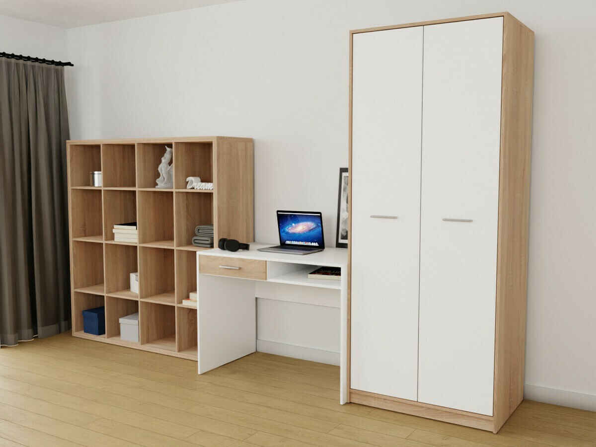 Set za kućnu kancelariju Novsore 153 (Sonoma hrast + Belo)