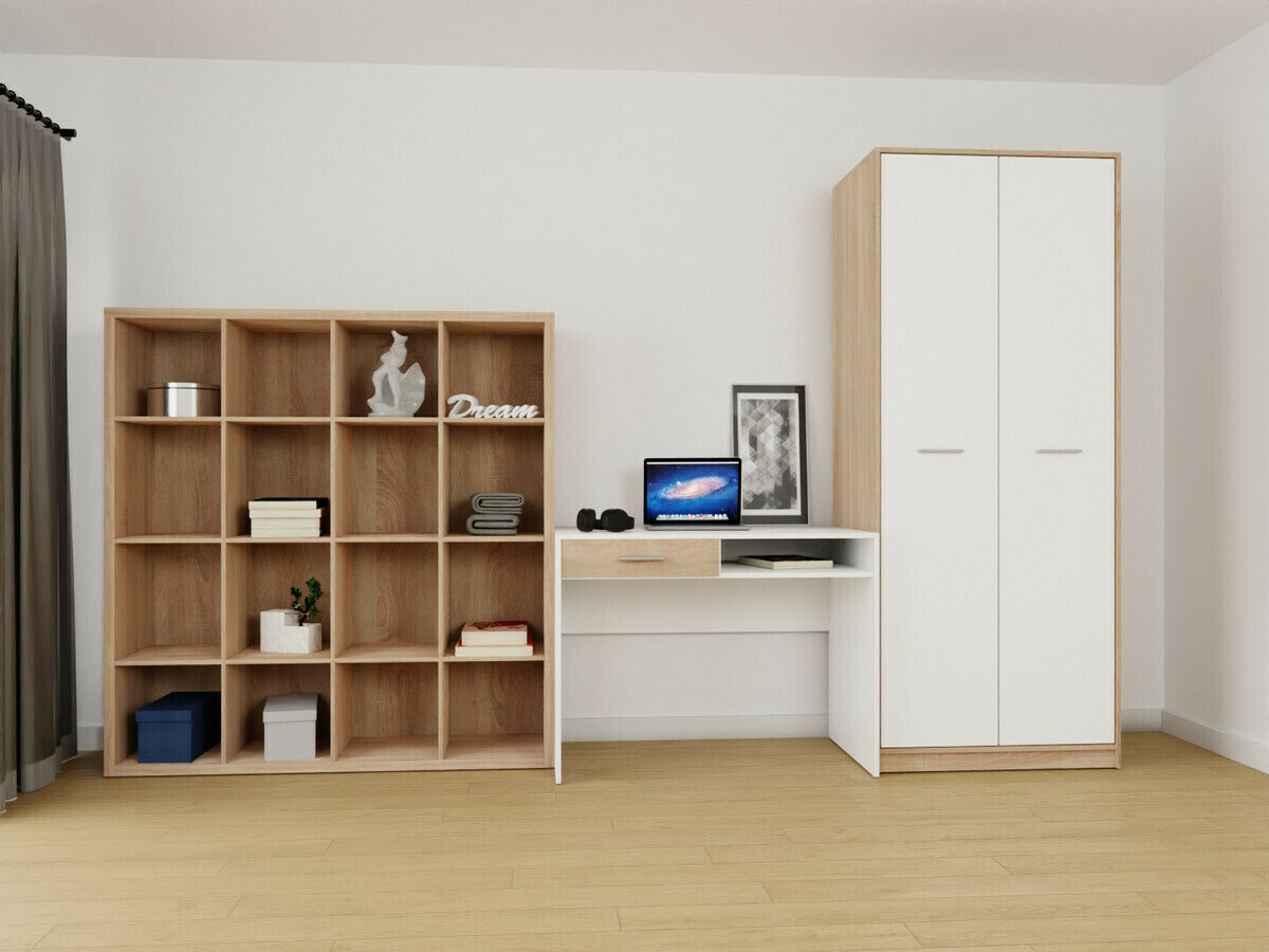 Set za kućnu kancelariju Novsore 153 (Sonoma hrast + Belo)