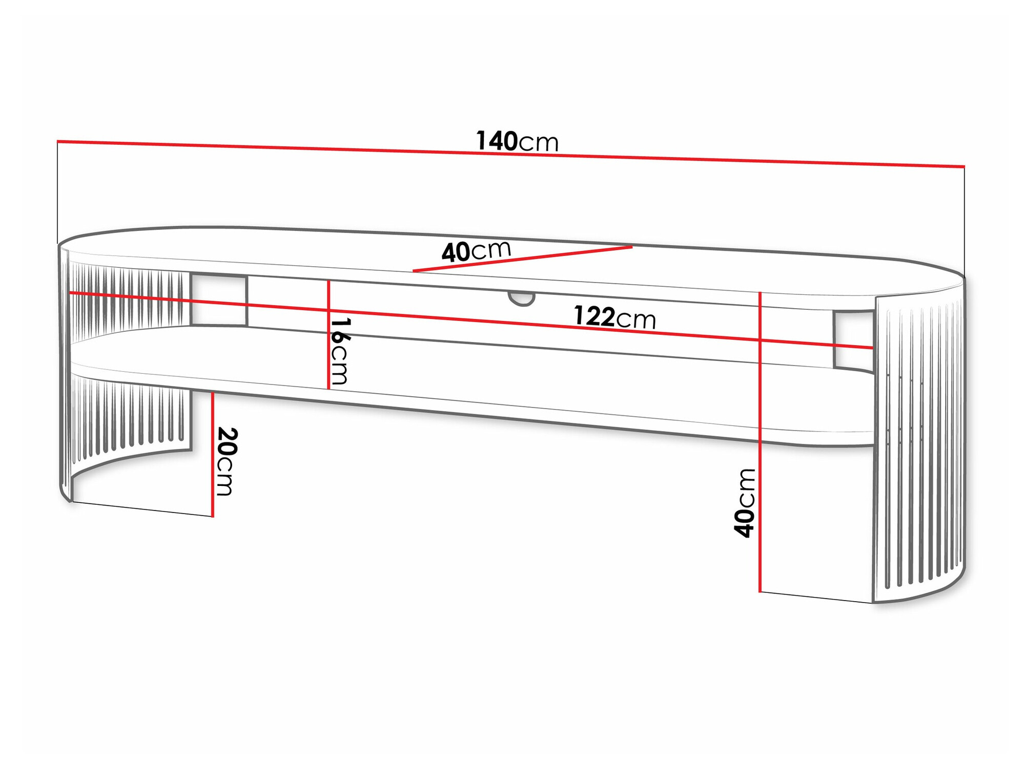 TV komoda Civer I (Zlatna + Belo)