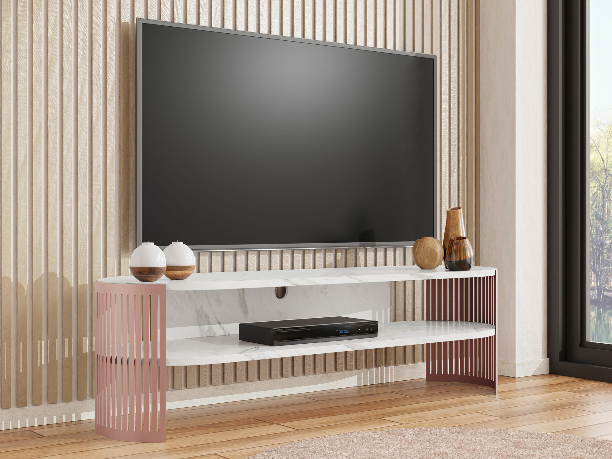 TV sto Sordore 123 (Roza + Beli mermer)