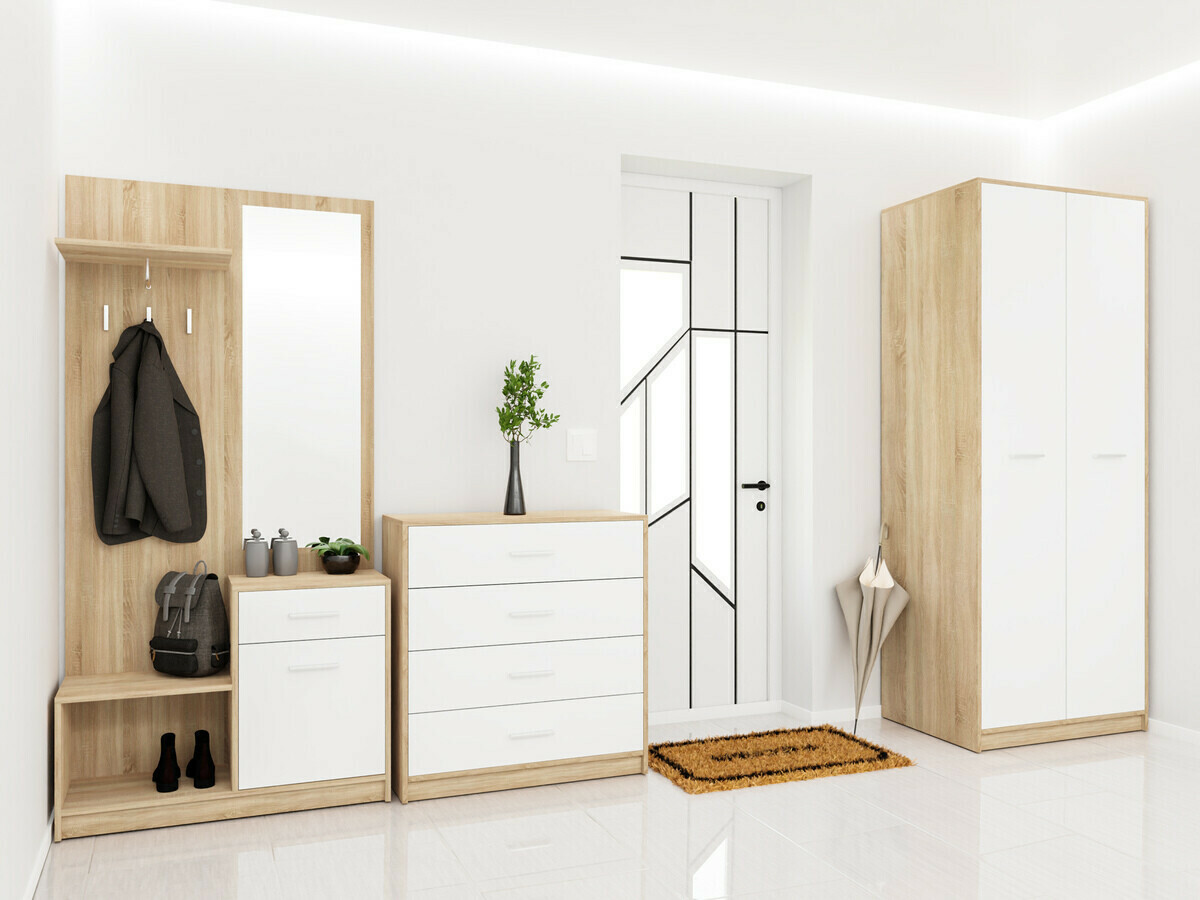 Set za hodnik Novsore 154 (Sonoma hrast + Belo)