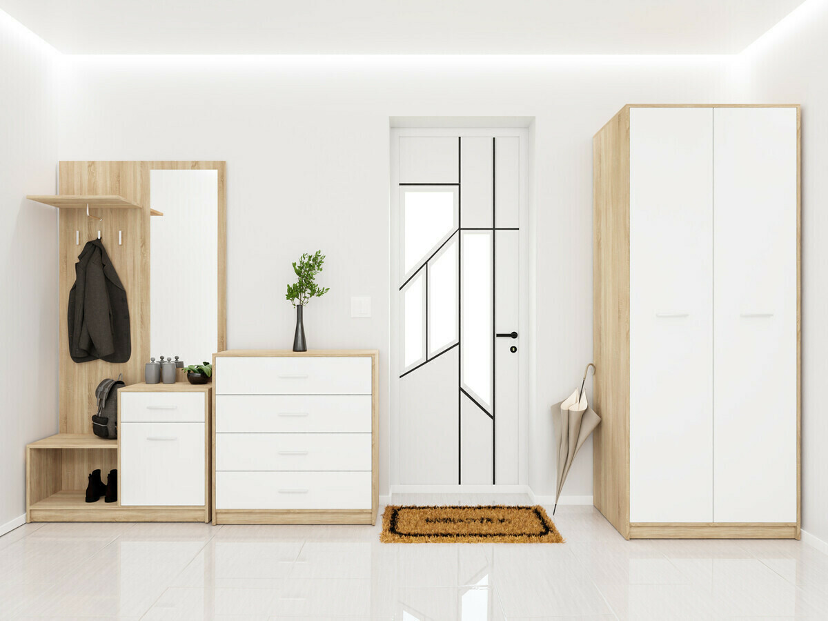 Set za hodnik Novsore 154 (Sonoma hrast + Belo)