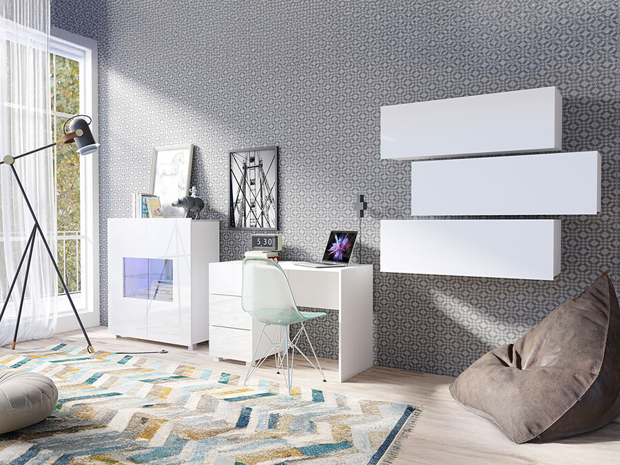 Set nameštaja Tivdalu 136 (Belo + Sjajno belo)