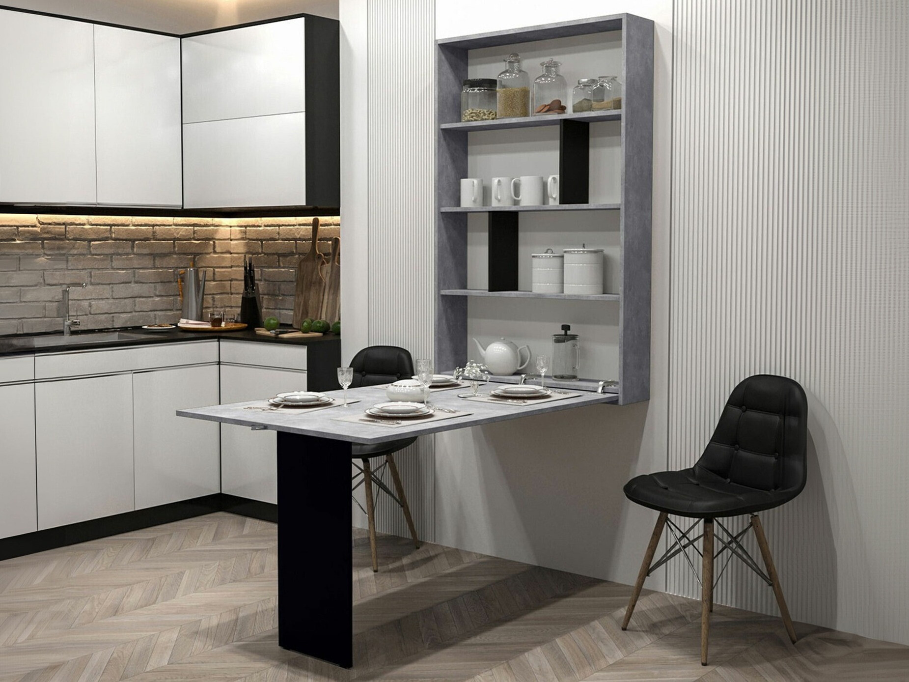 Sklopivi sto Hartford 428 (Crno + Beton)