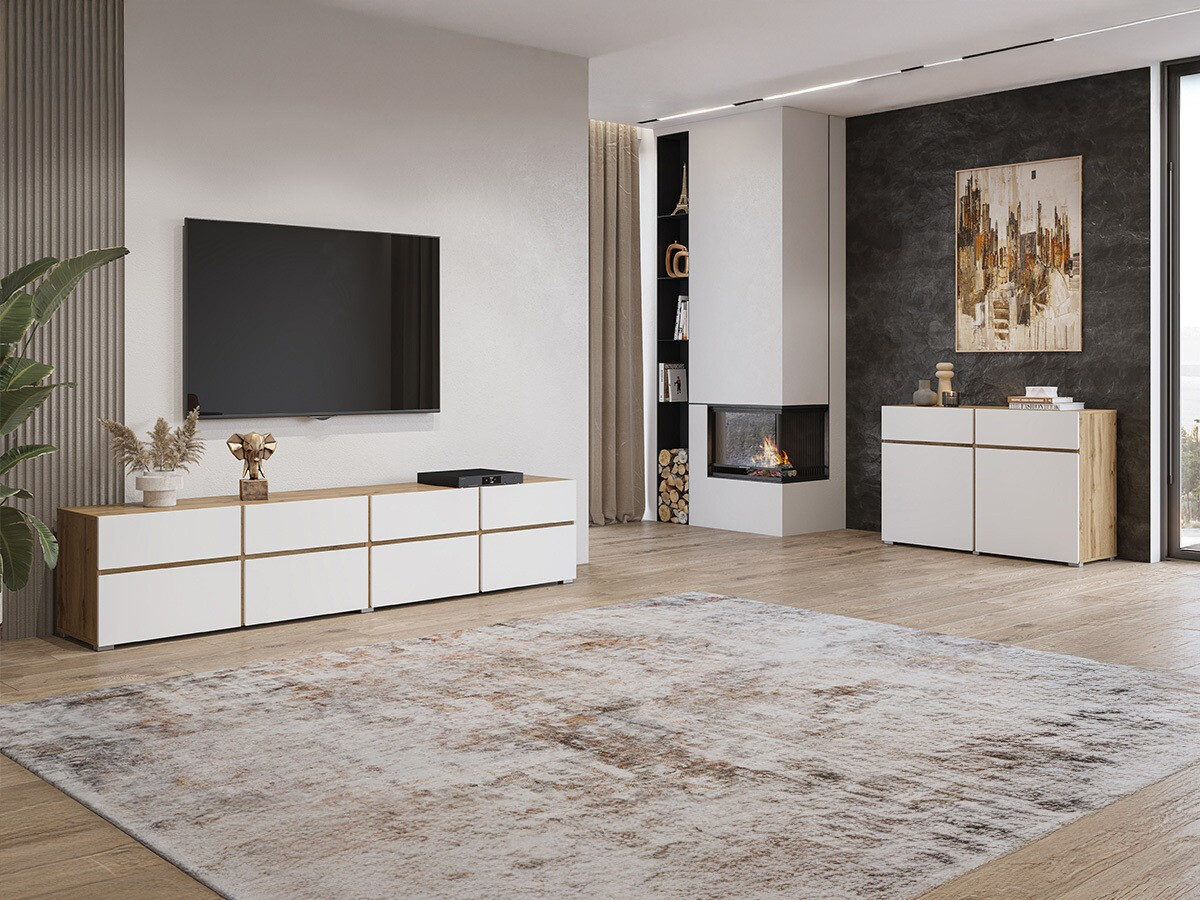 Set za dnevnu sobu Alfere 107 (Hrast Votan + Belo)