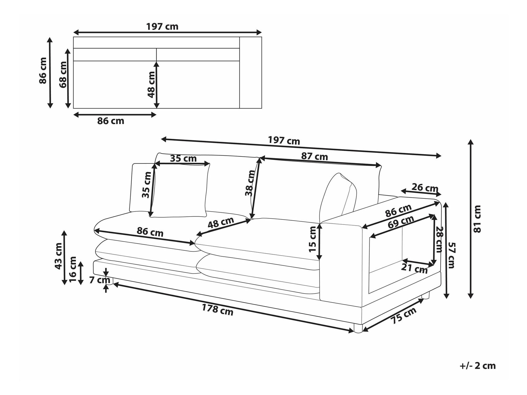 Sofa Berwyn 2430 (Sivo)