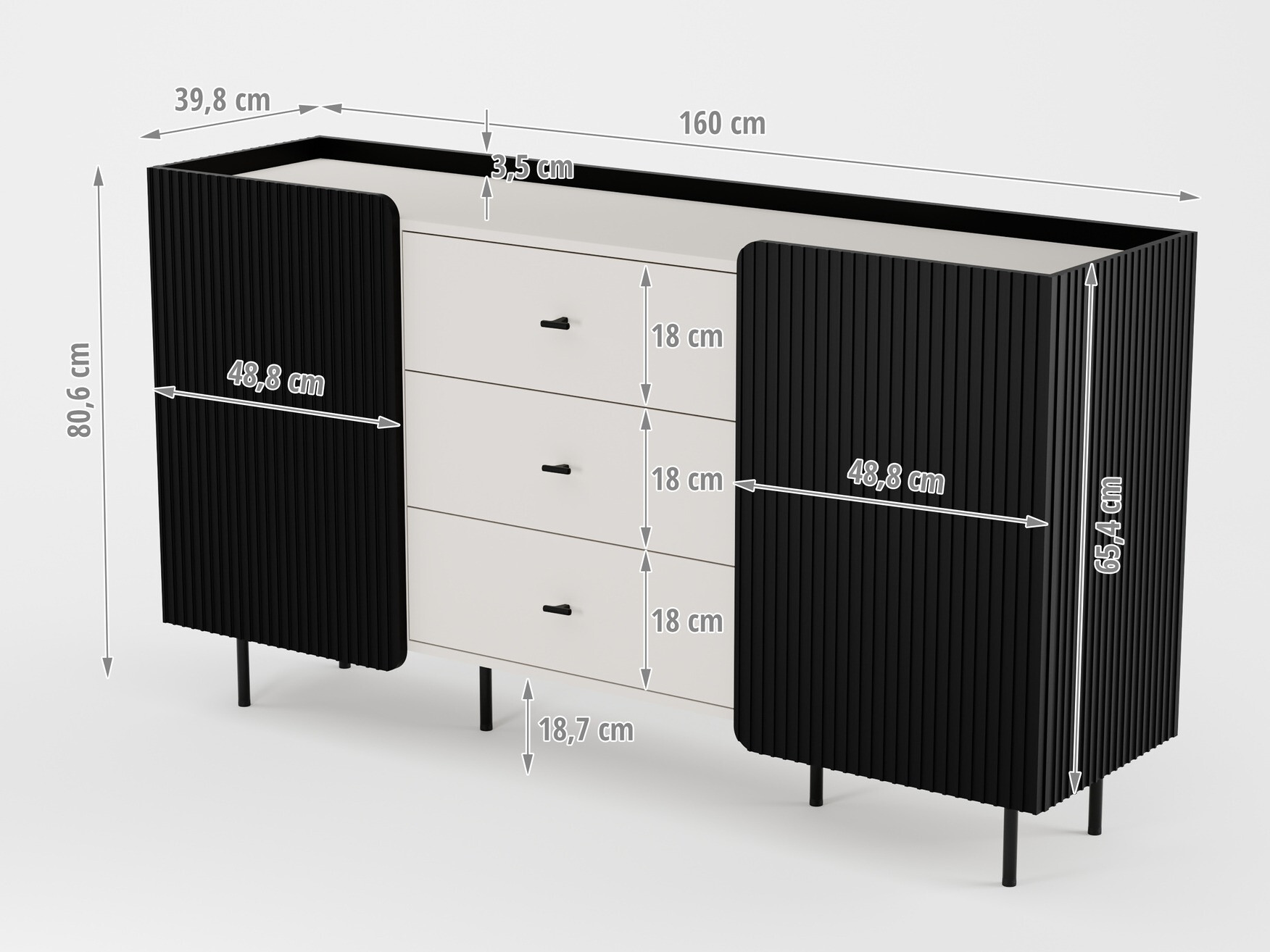 Komoda Mansfield 100 (Crno + Kašmir)