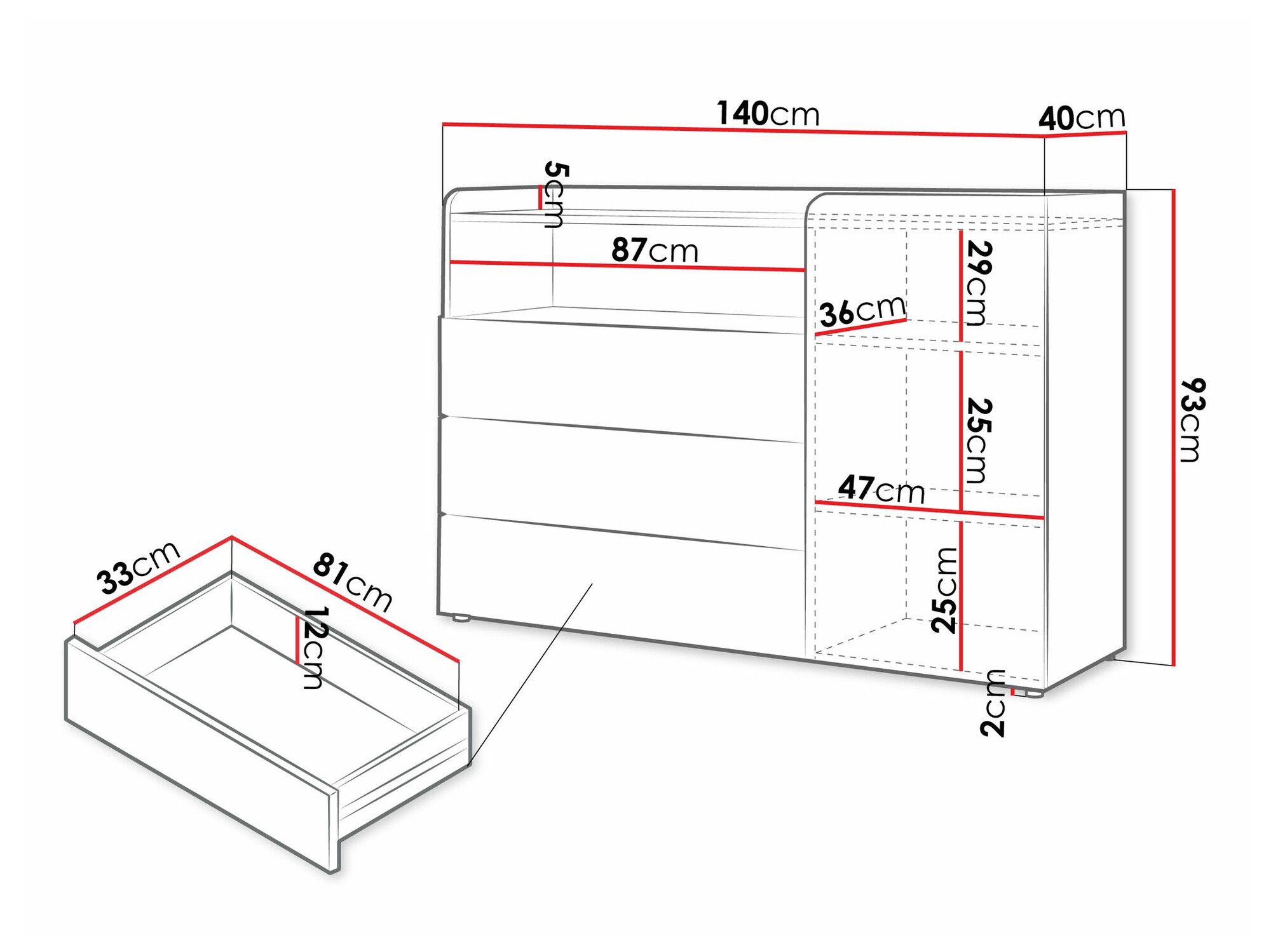 Komoda Domcali 107 (Bež + Hrast)