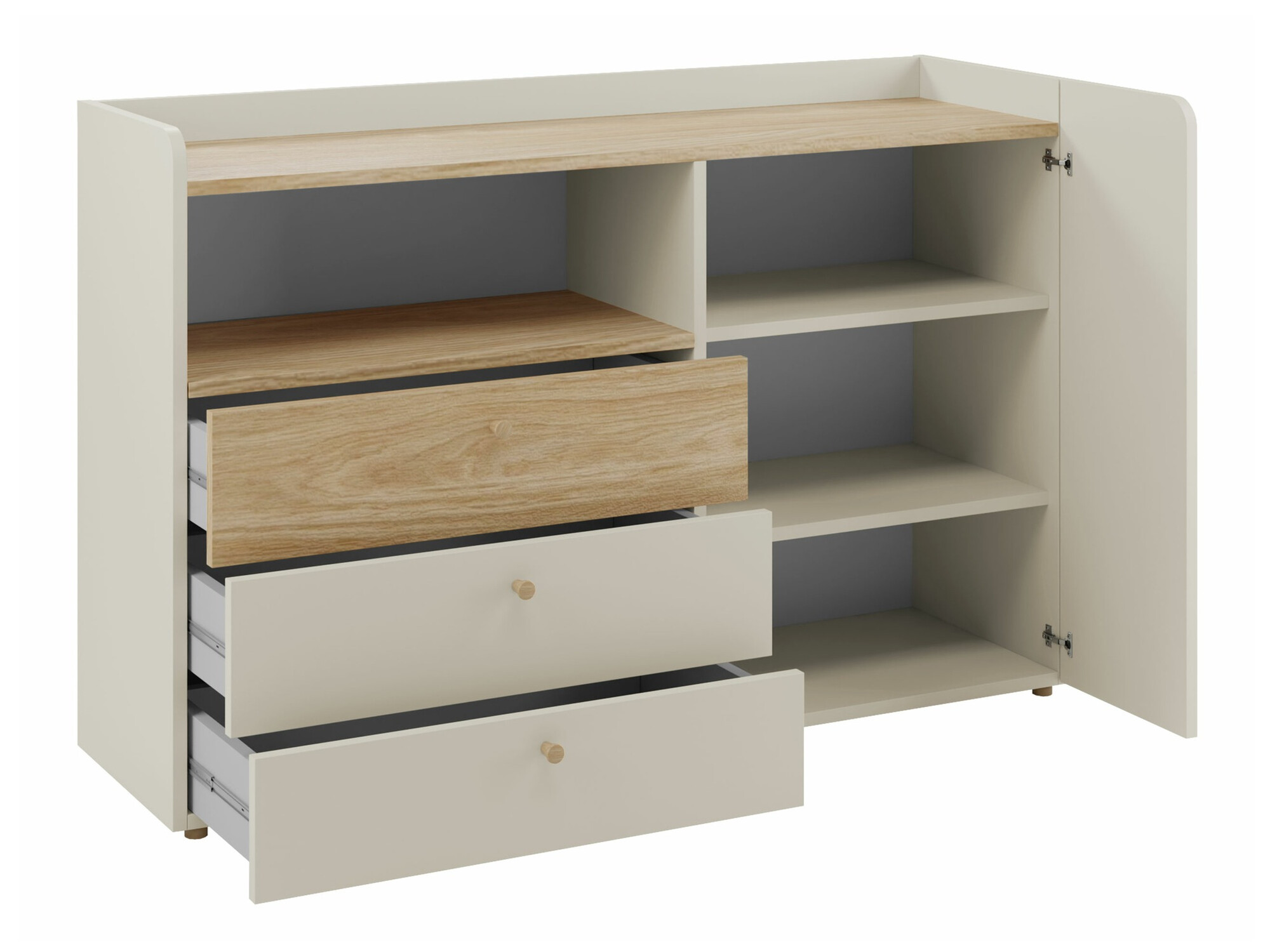 Komoda Domcali 107 (Sivo + Hrast)