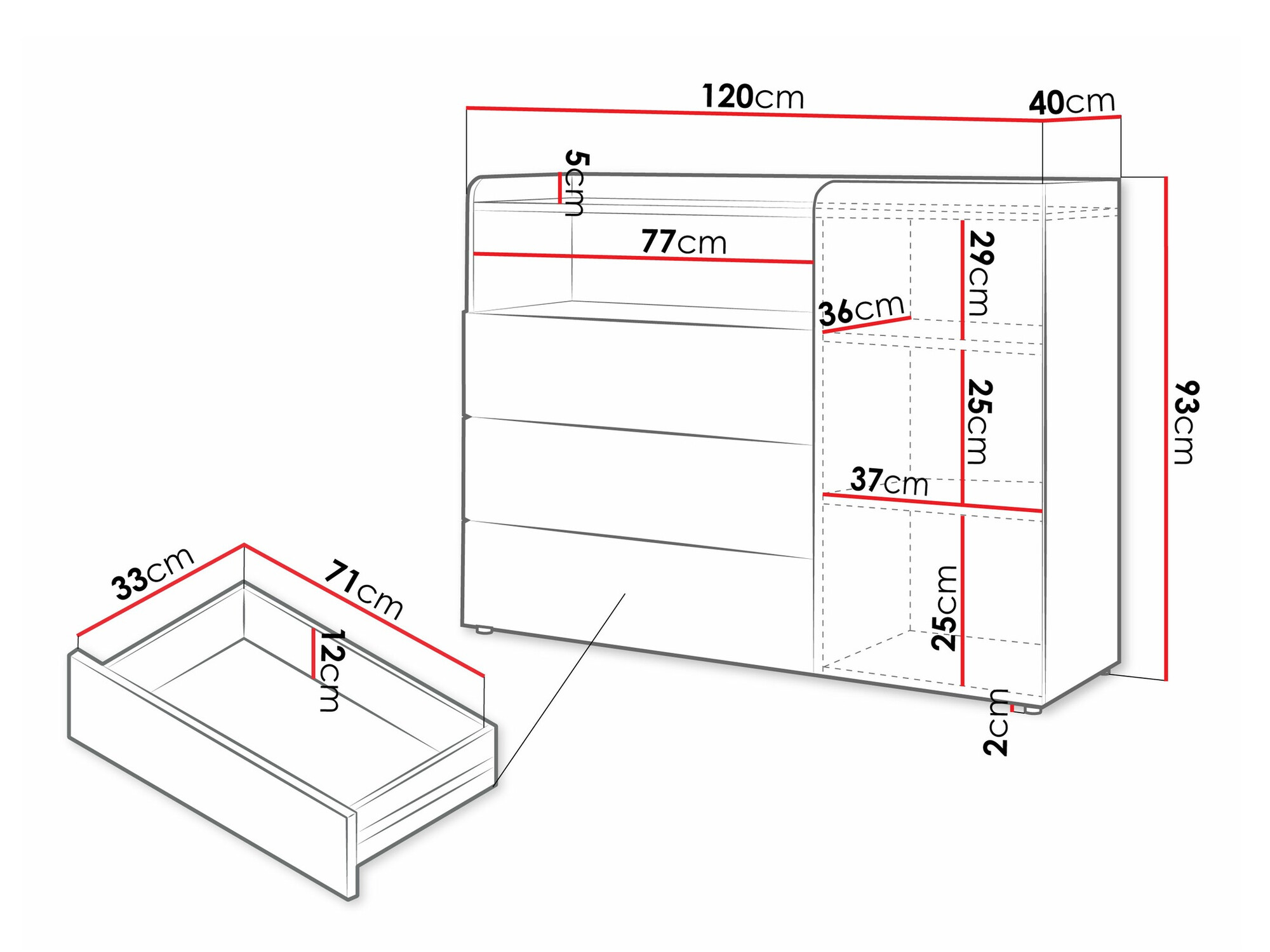 Komoda Domcali 108 (Bež + Hrast)