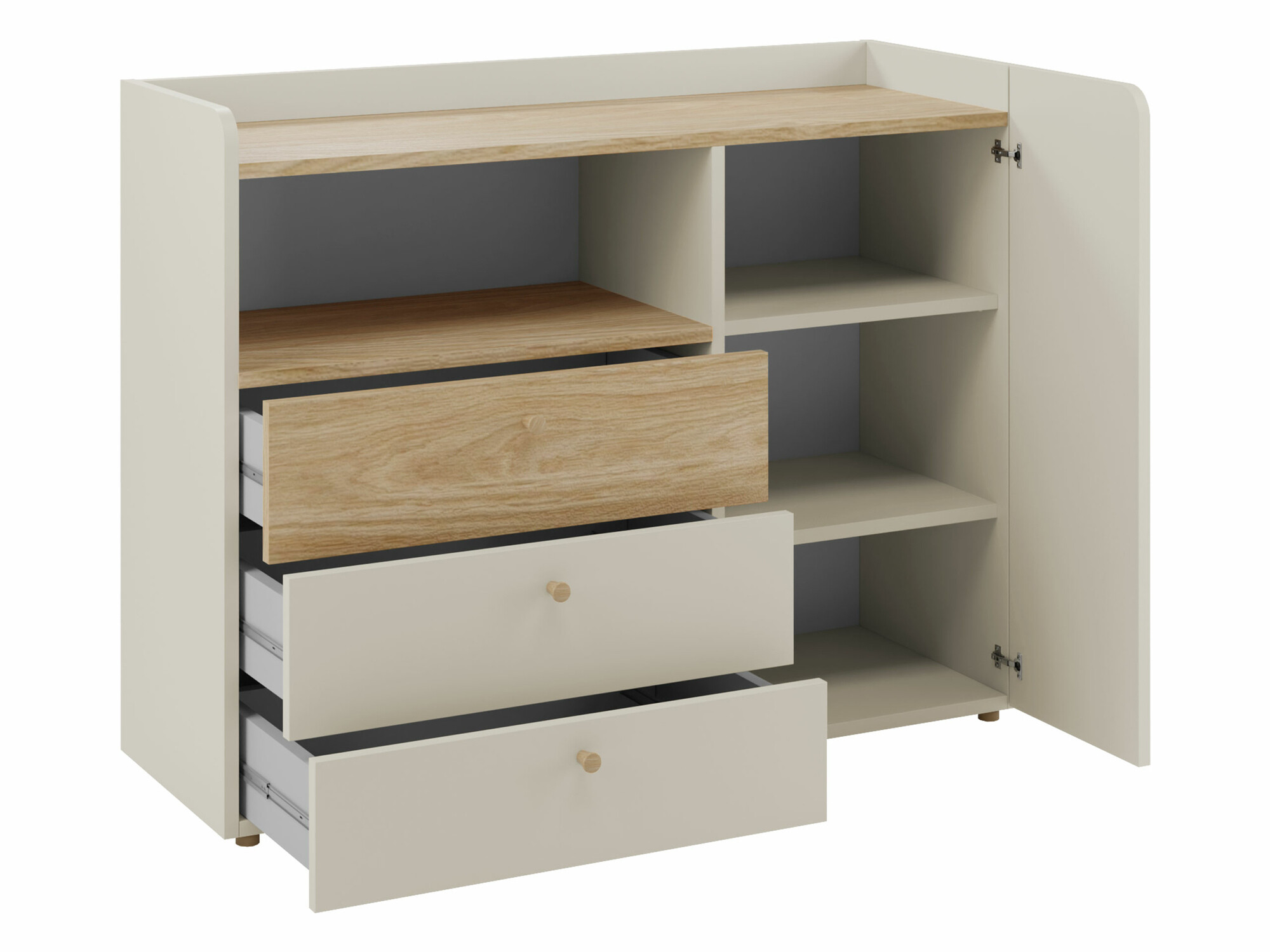 Komoda Domcali 108 (Sivo + Hrast)