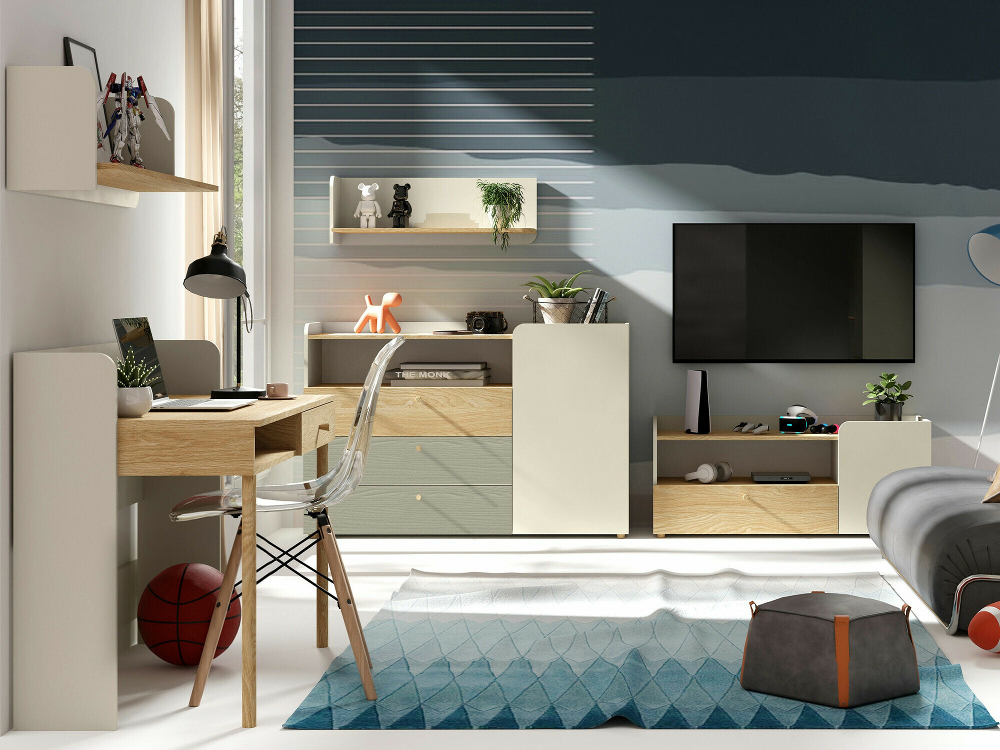 Komoda Domcali 108 (Sivo + Hrast)