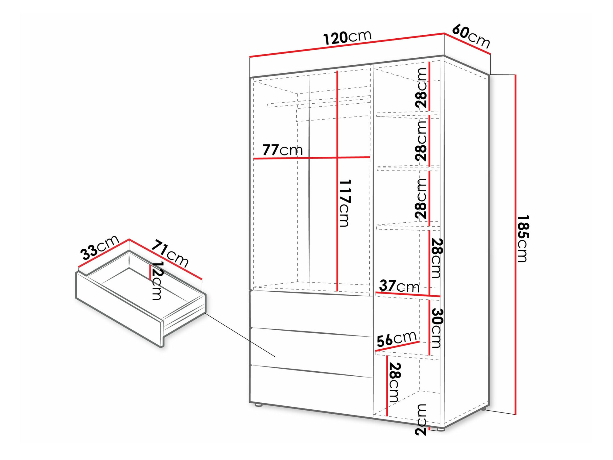 Ormar Domcali 100 (Coral + Hrast)