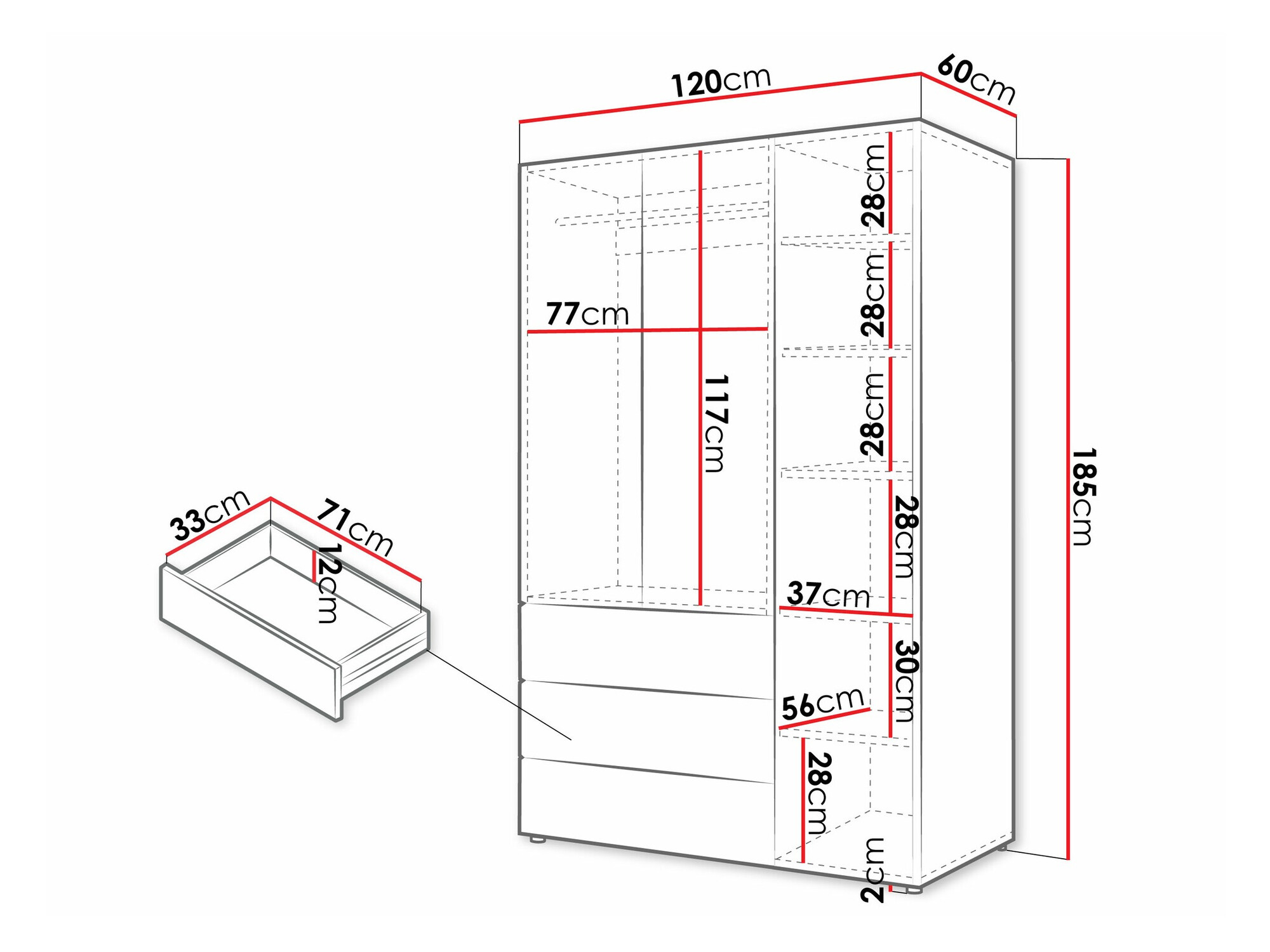 Ormar Domcali 100 (Sivo + Hrast)