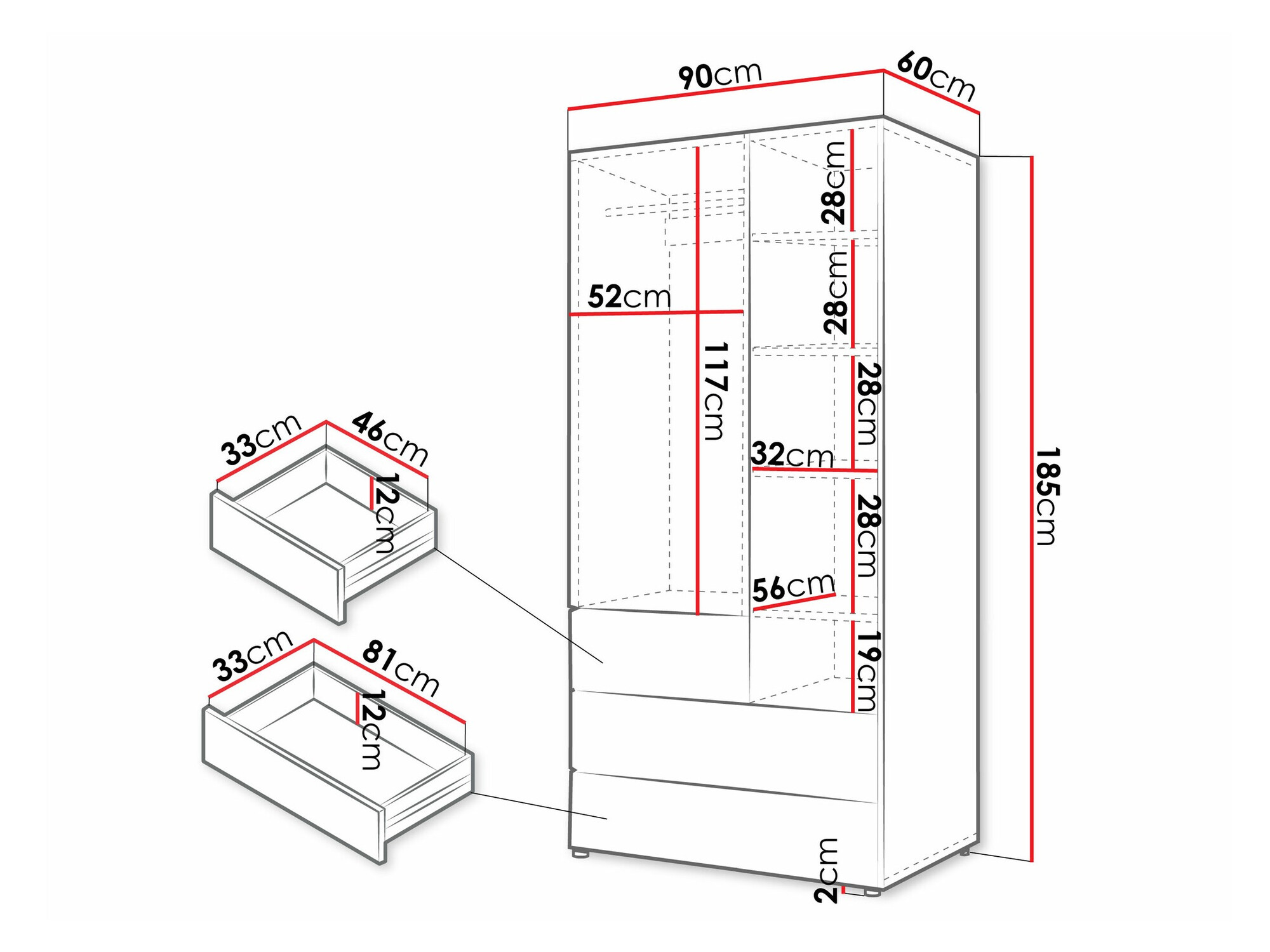 Ormar Domcali 101 (Bež + Hrast)