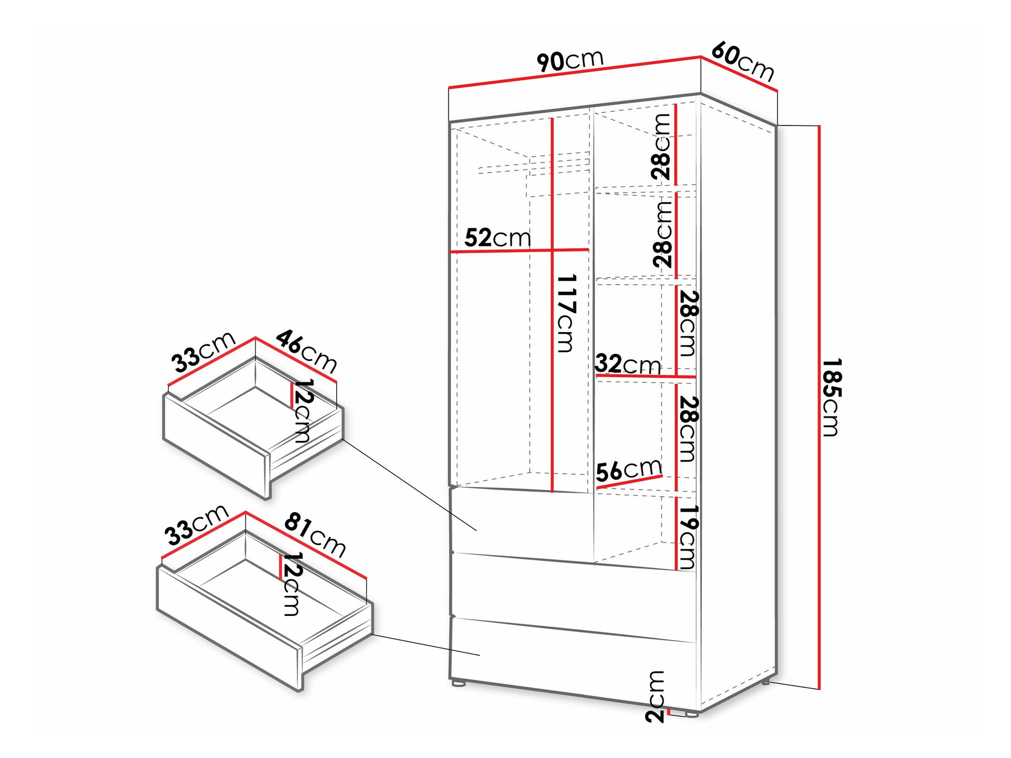 Ormar Domcali 101 (Coral + Hrast)