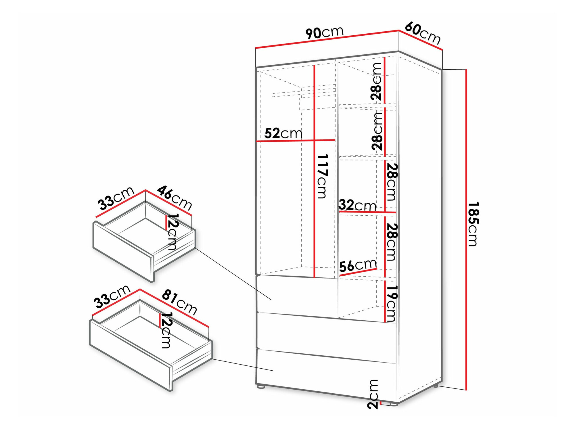 Ormar Domcali 101 (Sivo + Hrast)
