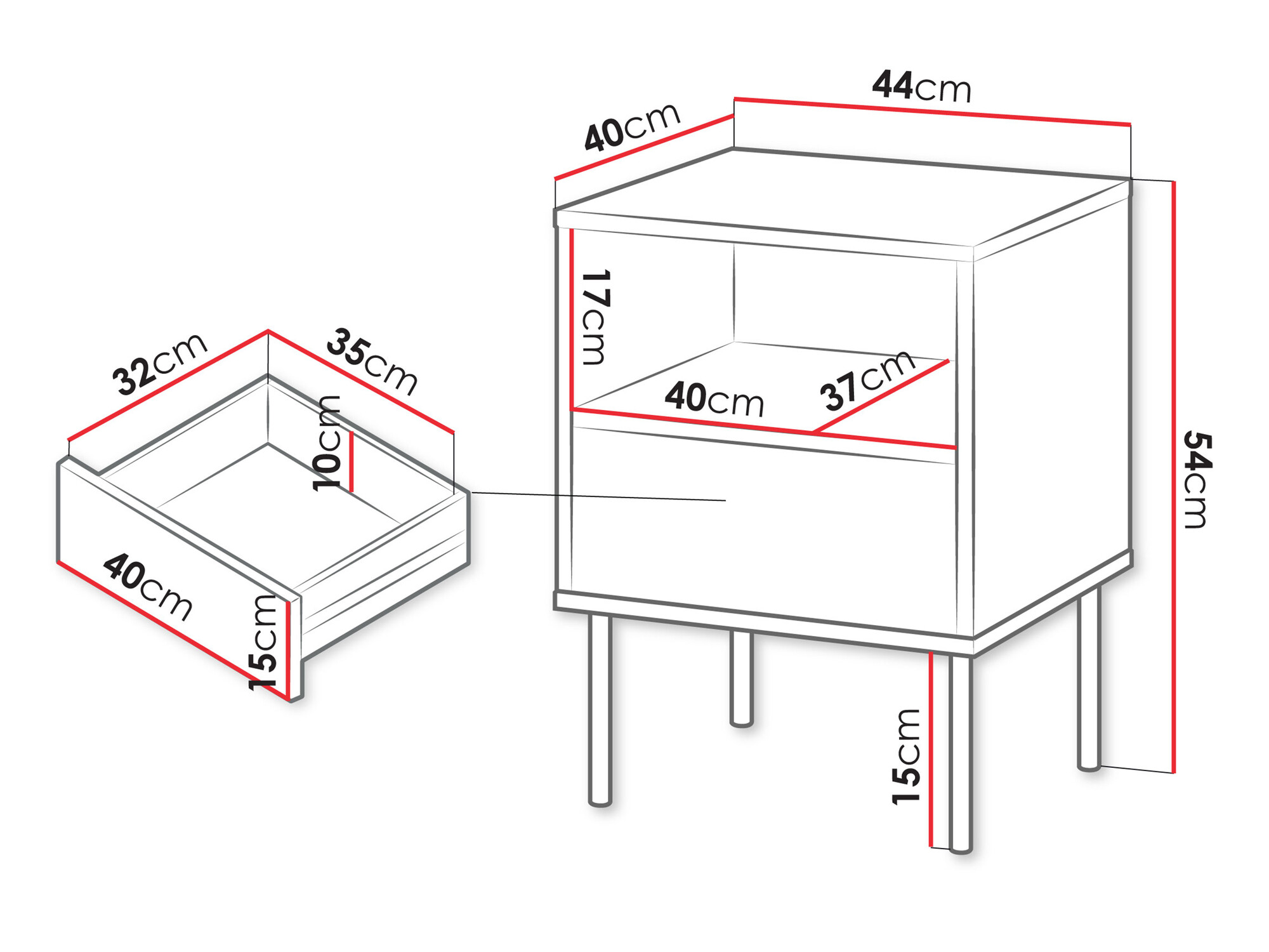 Set noćnih ormarića Tolete 106 (Zelena)