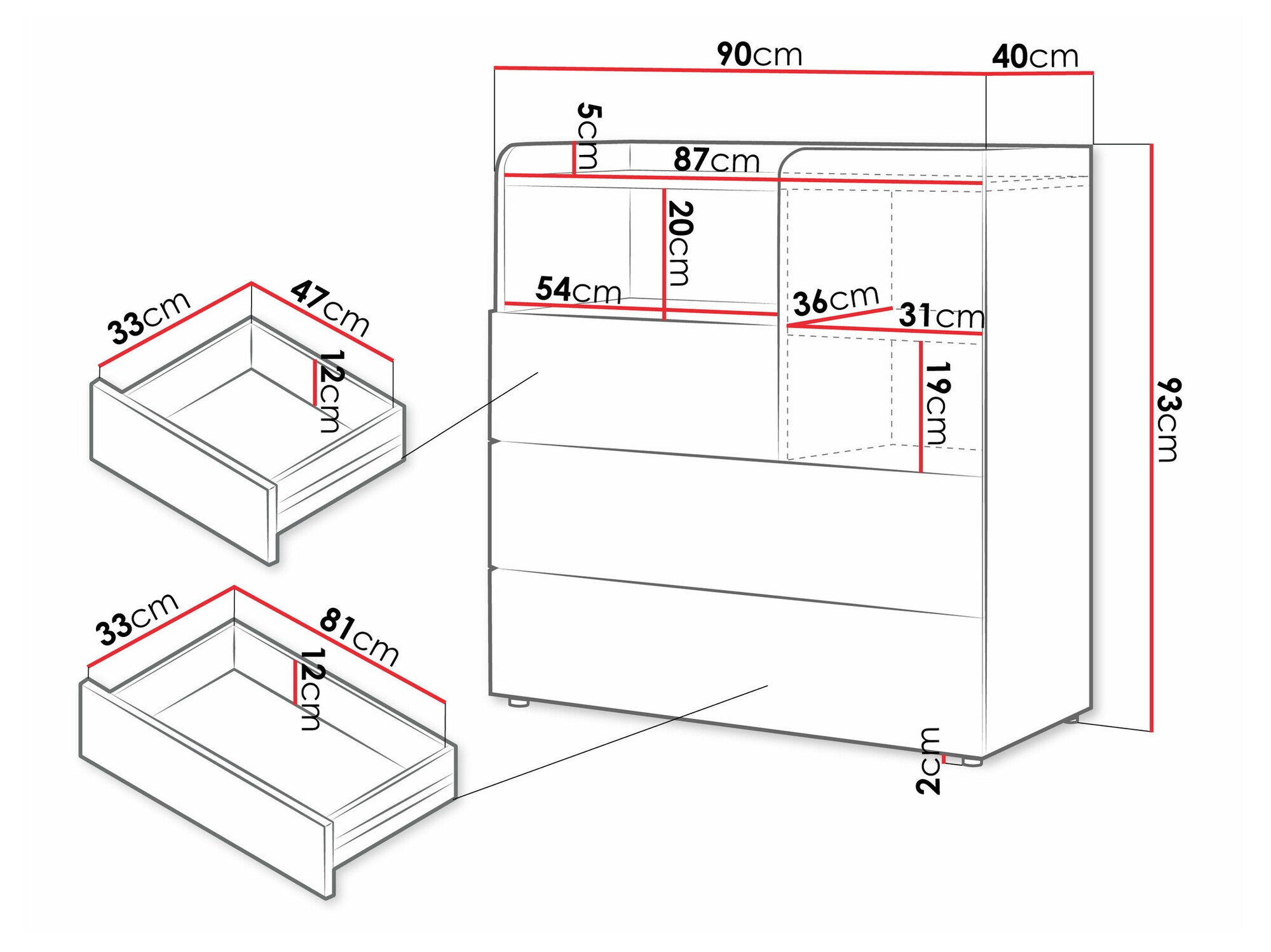 Komoda Domcali 109 (Coral + Hrast)