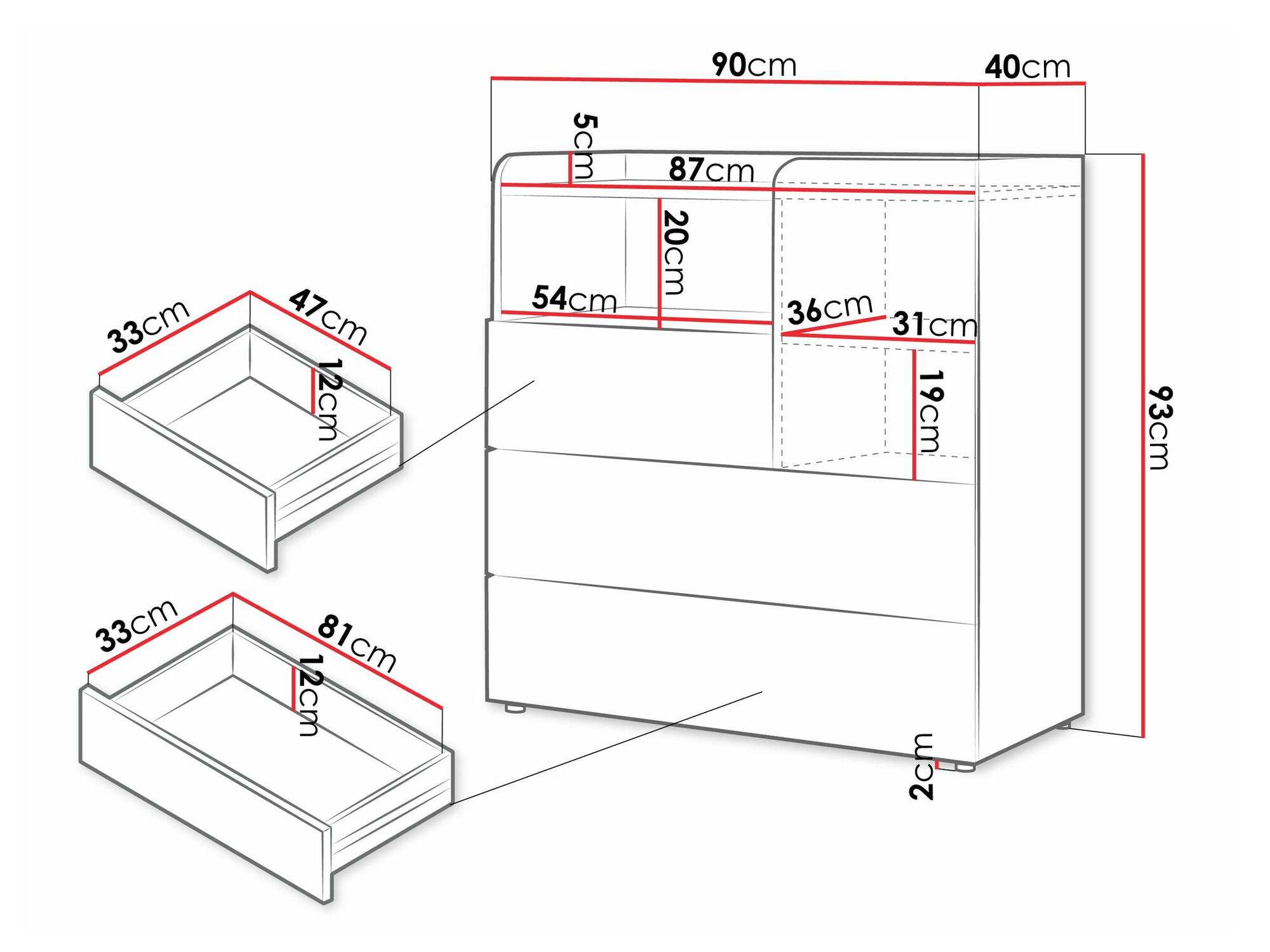 Komoda Domcali 109 (Sivo + Hrast)