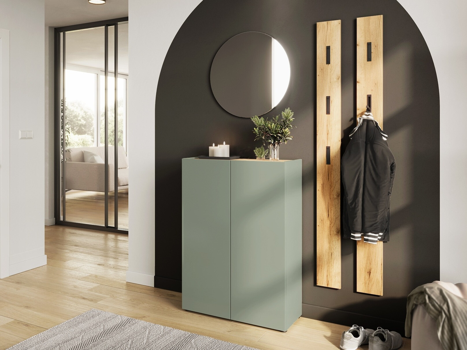 Polica za obuću Lircamu 100 (Прашњаво зелена)