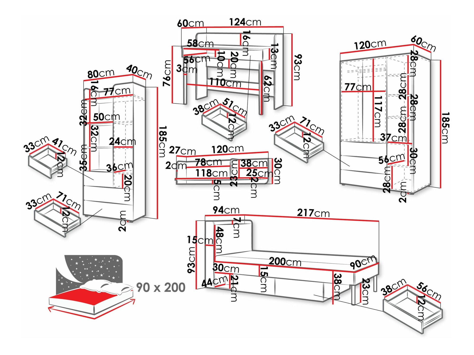 Dečija soba Domcali 116 (Bež + Hrast)