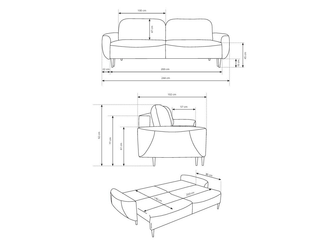 Sofa na razvlačenje Kingston 142 (Perfect Harmony 01)