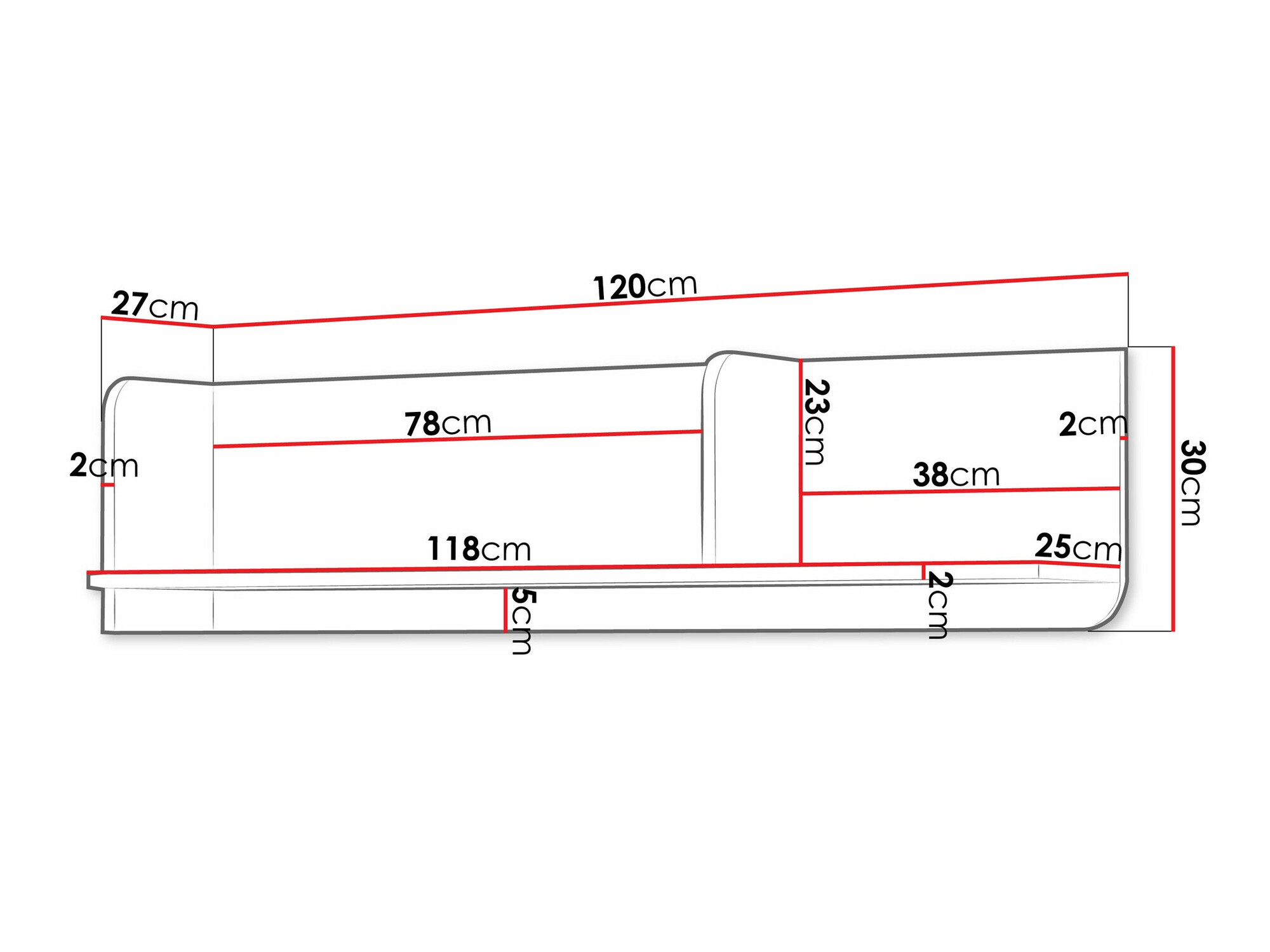 Zidna polica Domcali 114 (Sivo)