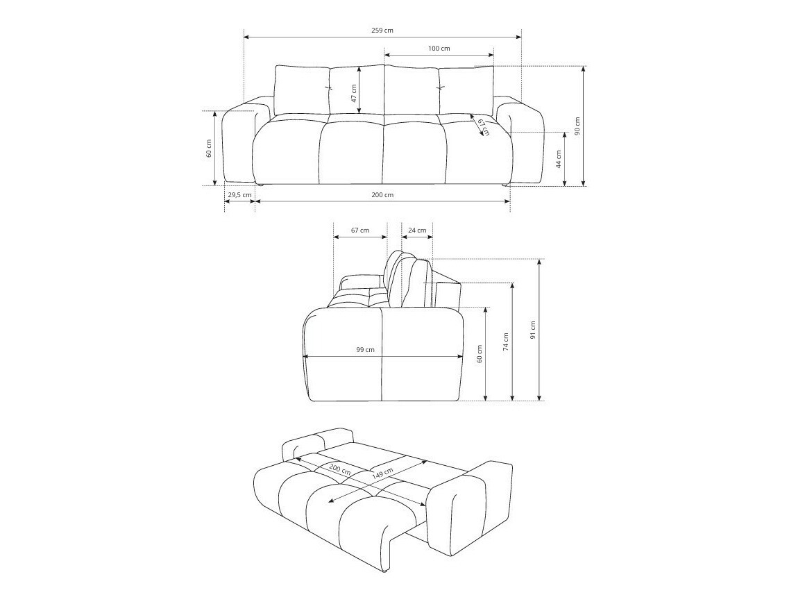 Sofa na razvlačenje Kingston 154 (Perfect Harmony 02)