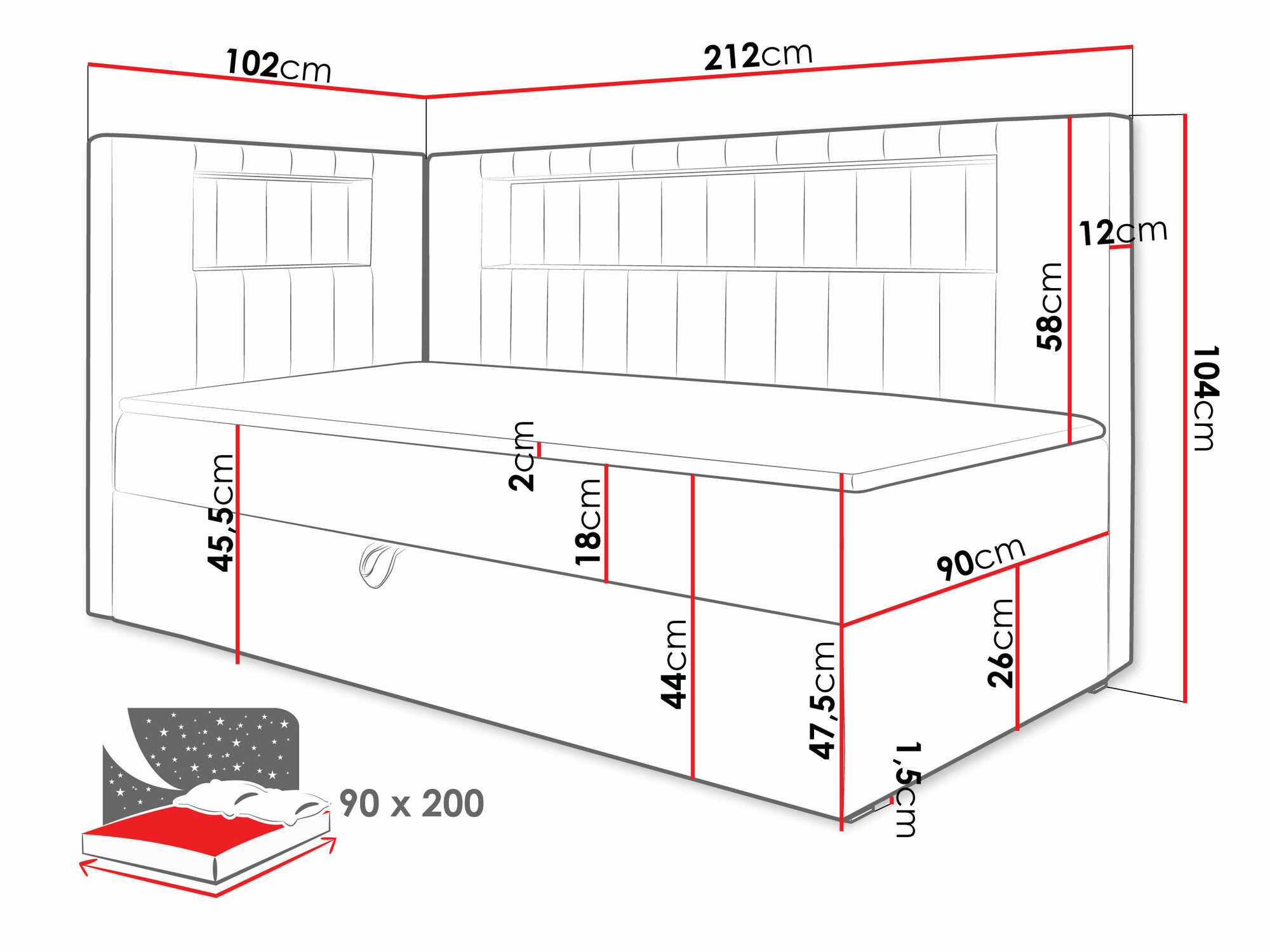 Boxspring krevet Lucus VIII (Soft 017 + Fresh 14)