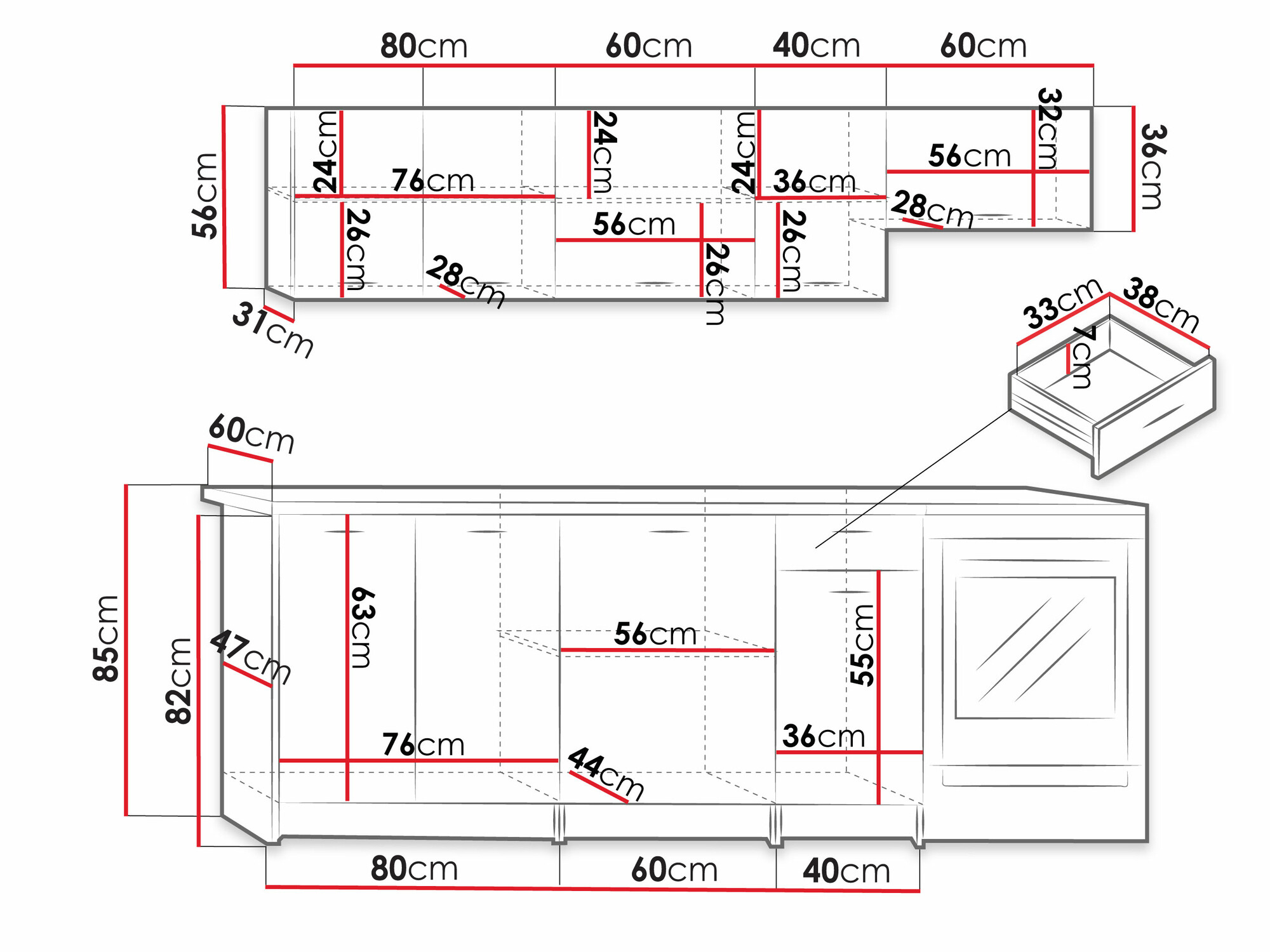 Kuhinjski set Trenton 105 (Artisan hrast + Crno)