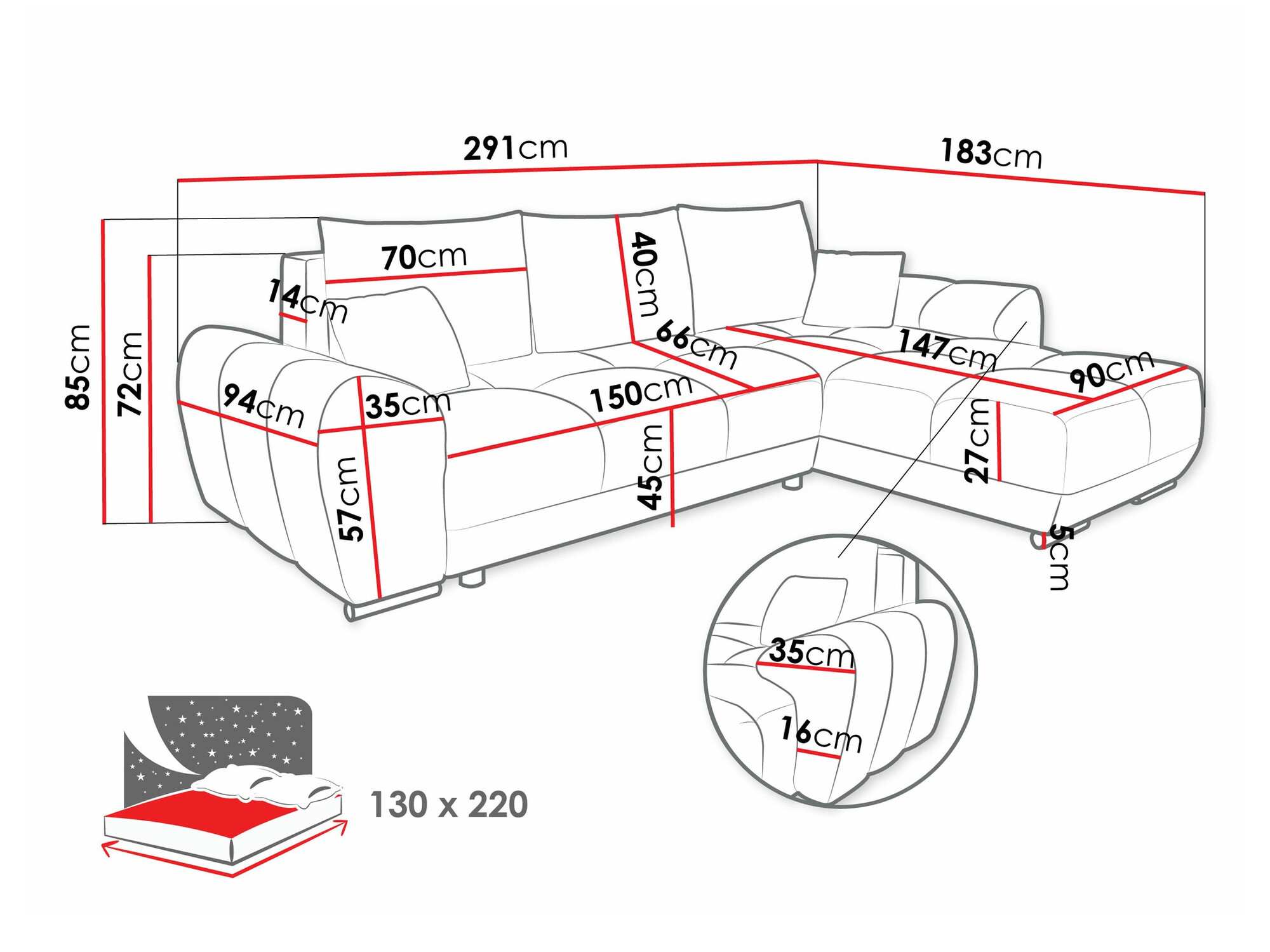 Ugaona sofa Camden 100 (Velo 621)