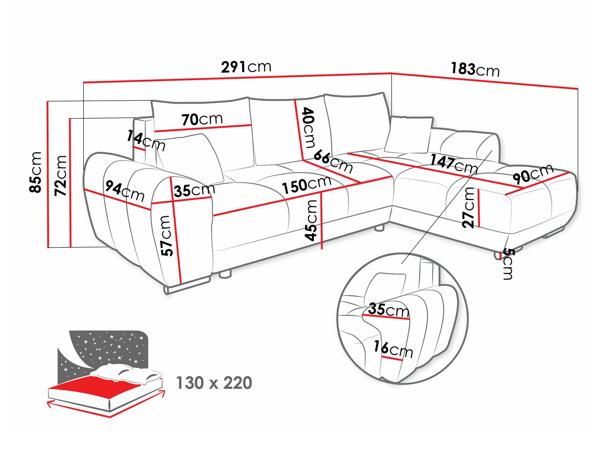 Ugaona sofa Camden 100 (Velo 623)