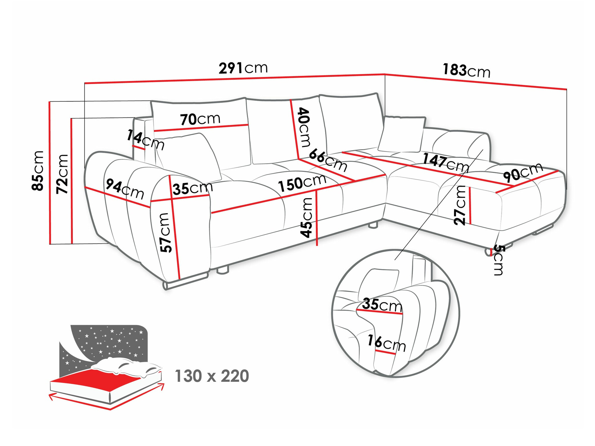 Ugaona sofa Camden 100 (Velo 626)