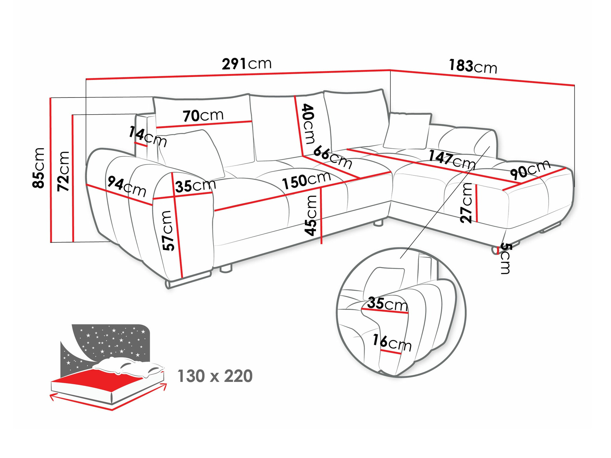 Ugaona sofa Camden 100 (Velo 627)