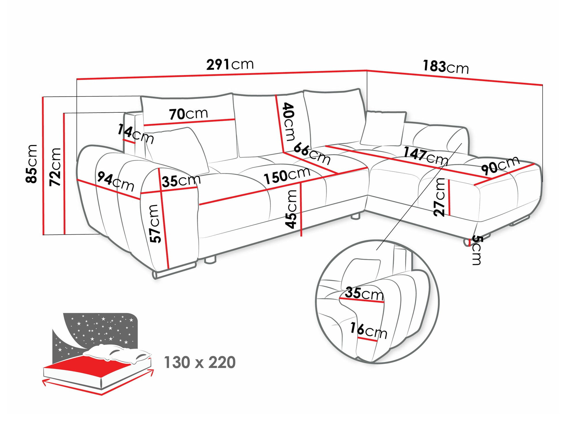 Ugaona sofa Camden 100 (Velo 633)