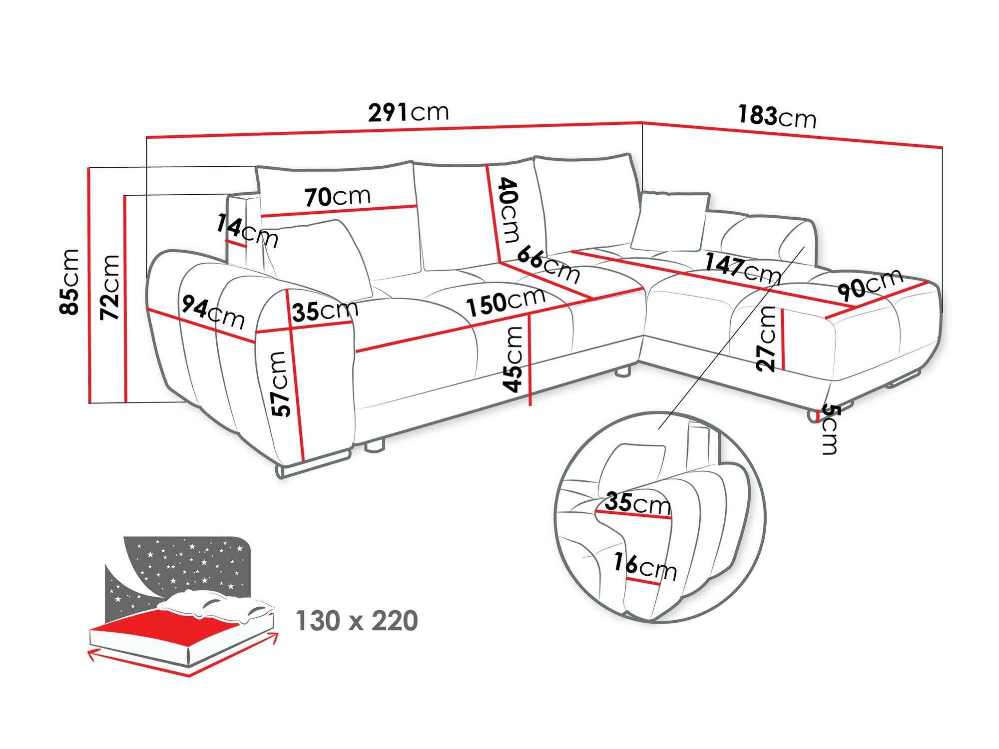 Ugaona sofa Camden 100 (Velo 635)