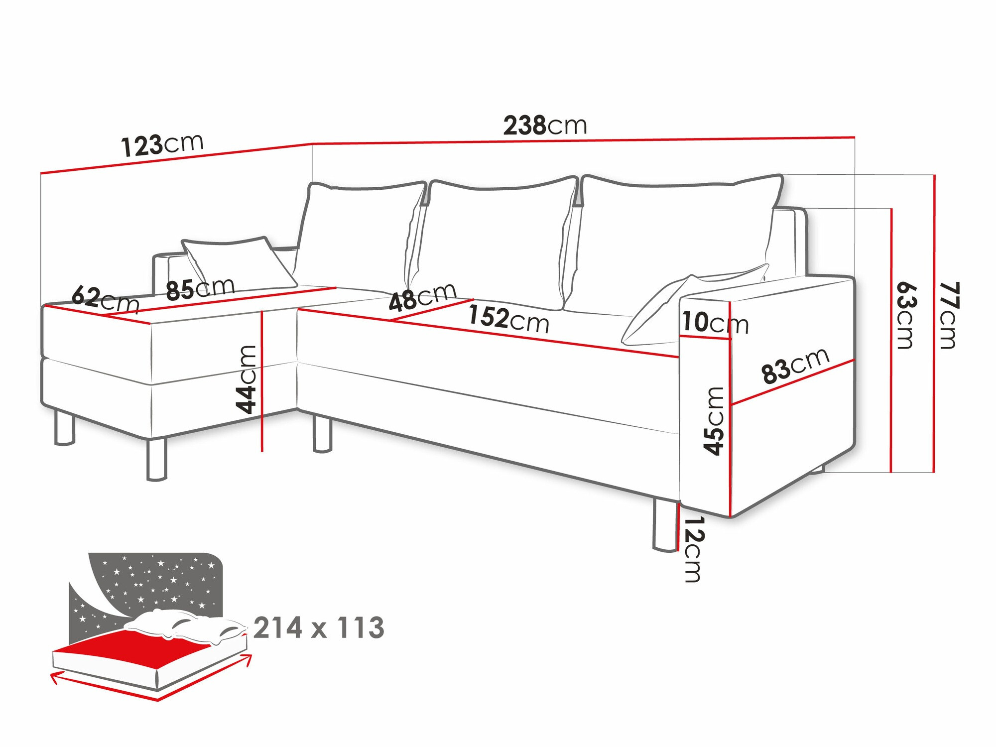 Ugaona sofa Delaware 100 (Alova 04 + Alova 10)